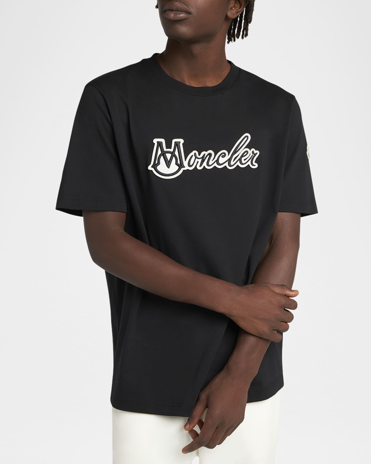 Moncler Men's Embroidered Logo T-Shirt | Neiman Marcus