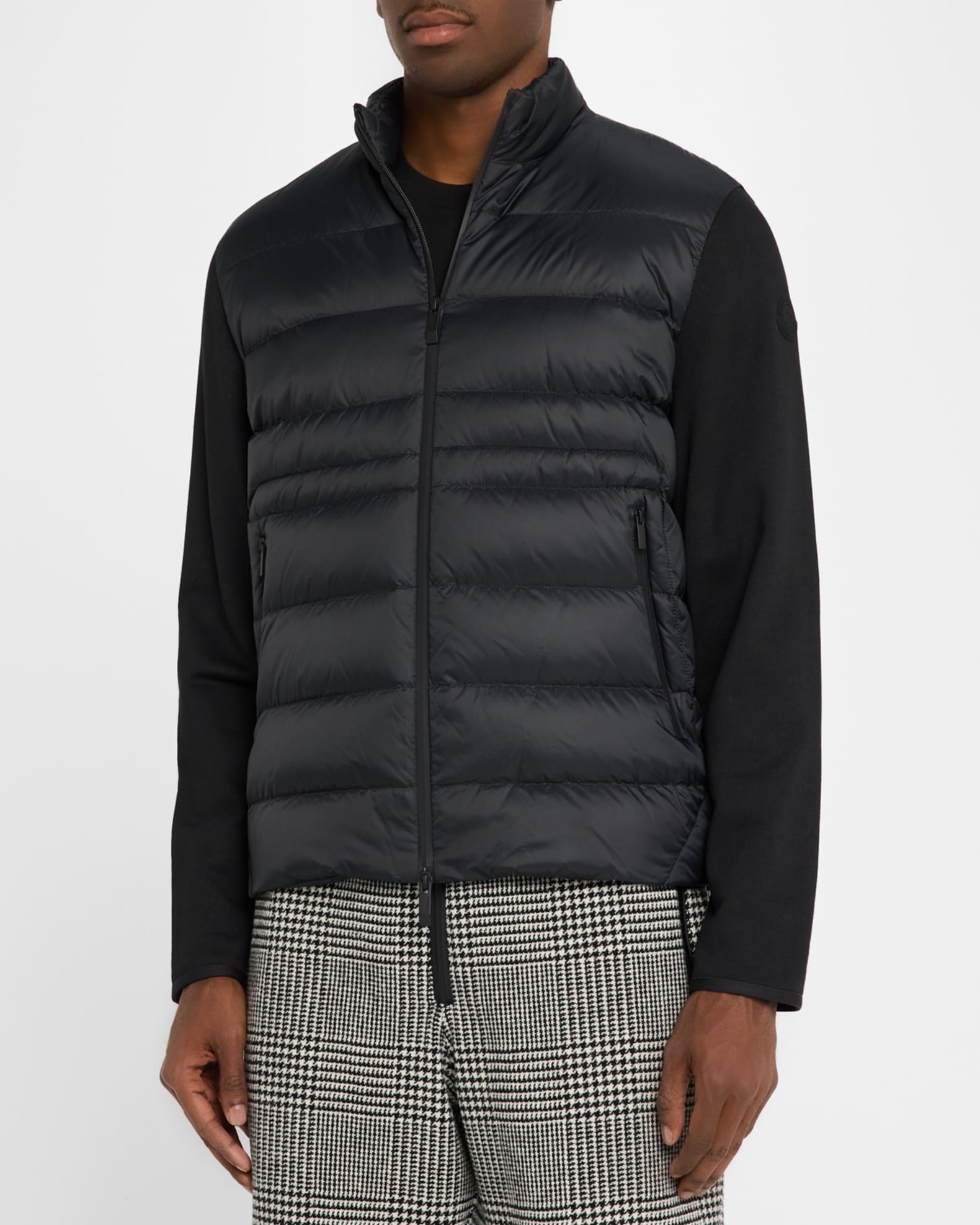 Moncler Men's Zip-Up Down Knit Combo Jacket | Neiman Marcus