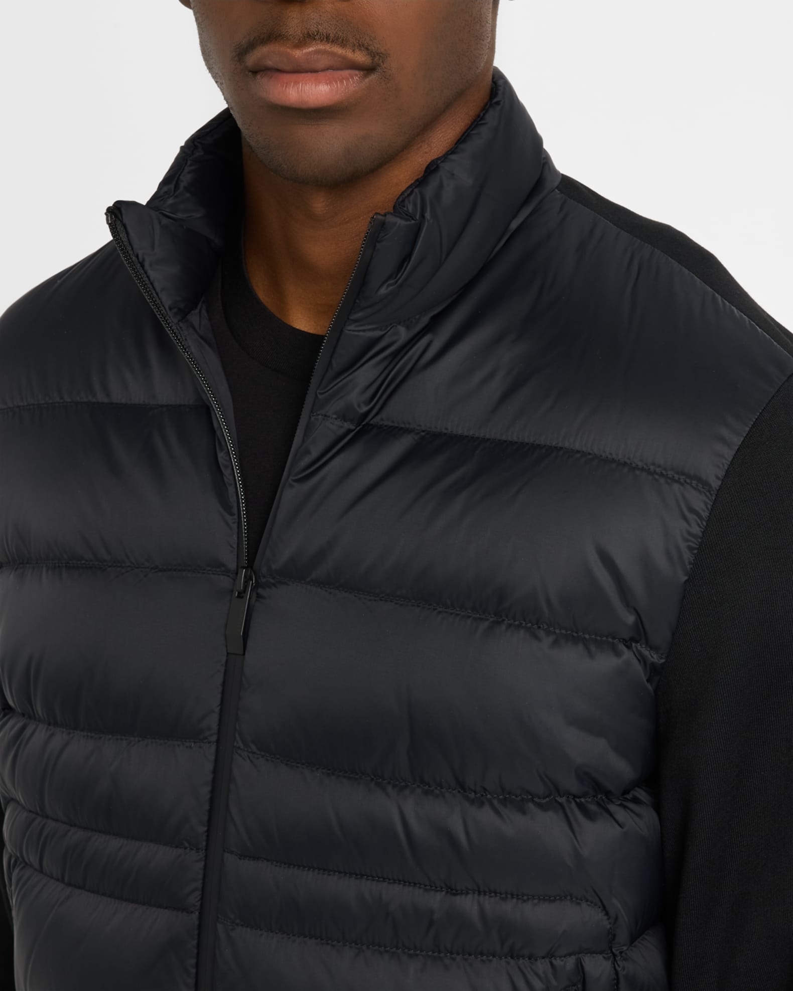 Moncler Men's Zip-Up Down Knit Combo Jacket | Neiman Marcus