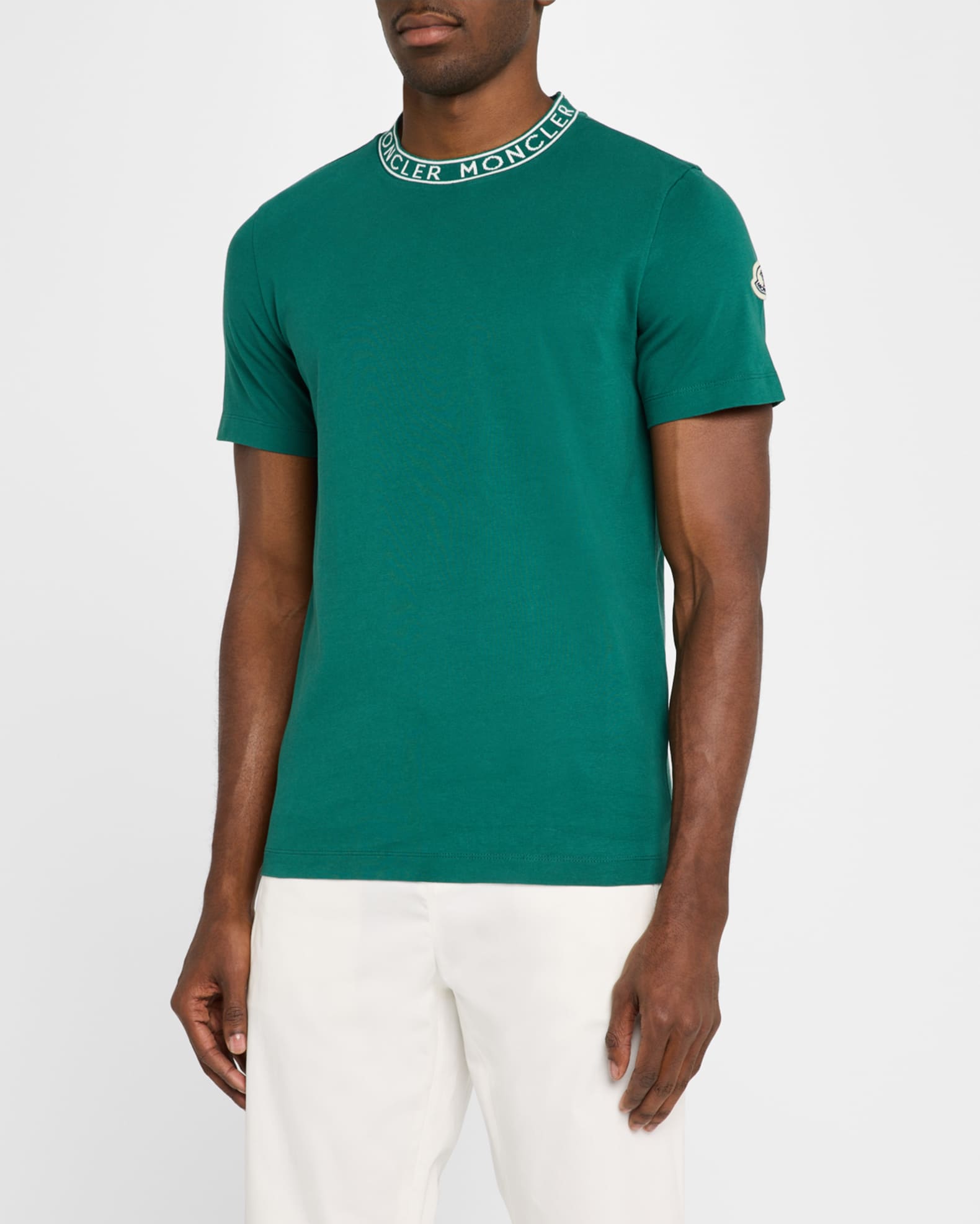 Moncler Men's Logo-Collar Jersey T-Shirt | Neiman Marcus