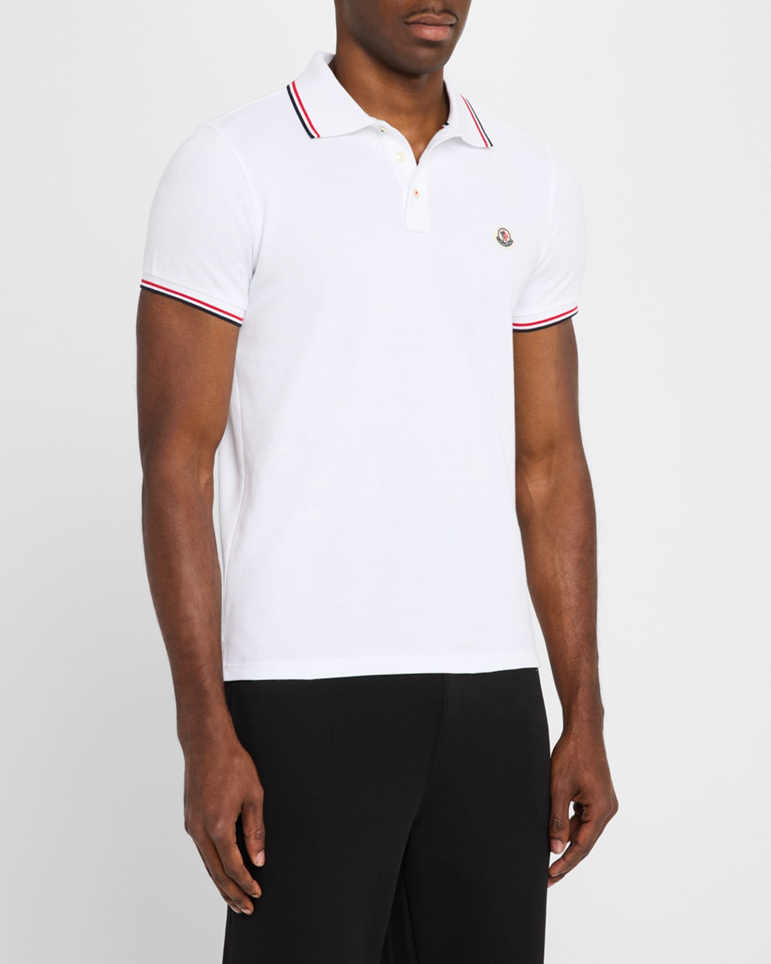 Moncler Men's Striped-Trim Polo Shirt | Neiman Marcus