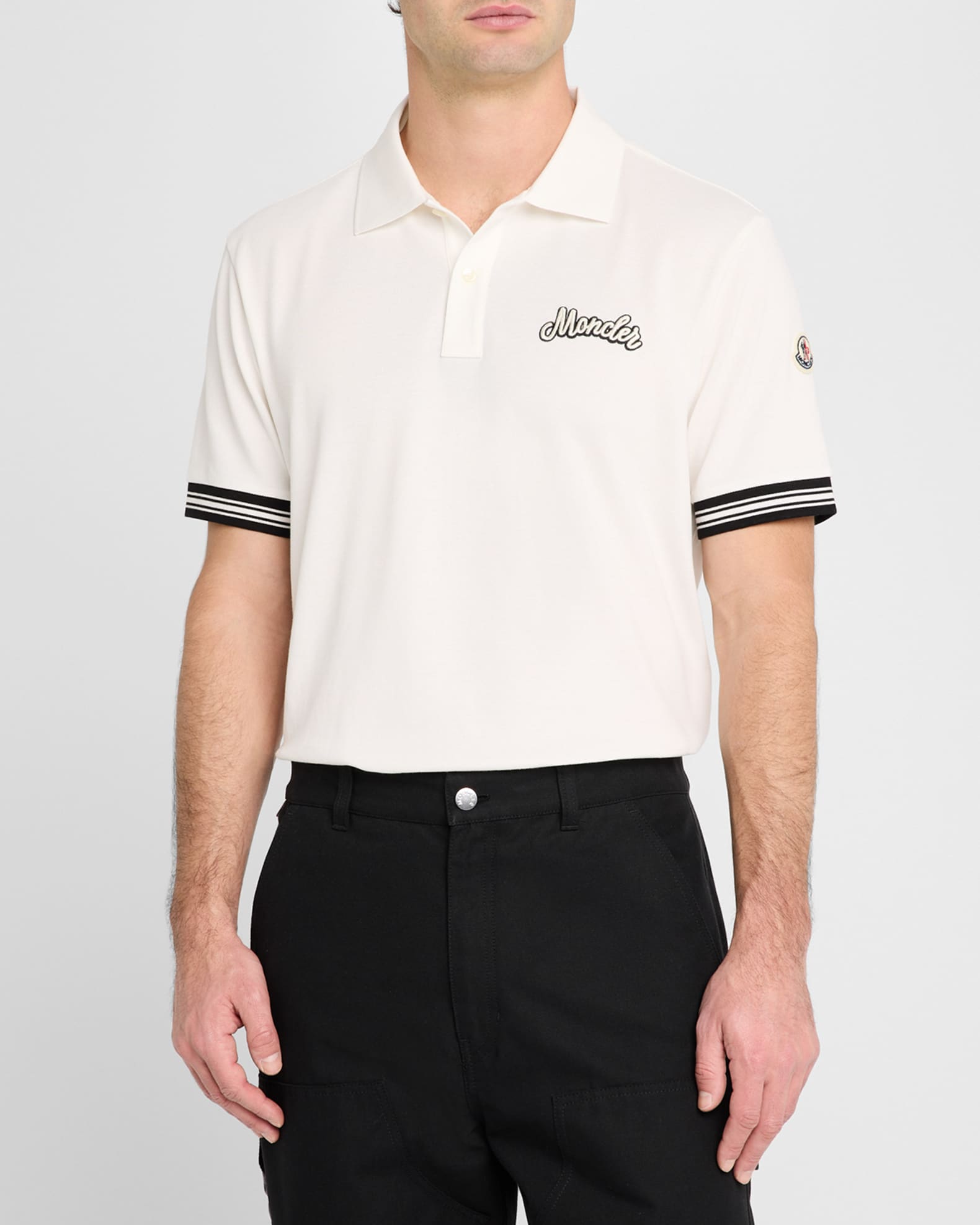 Moncler Men's Cotton Logo Polo Shirt | Neiman Marcus