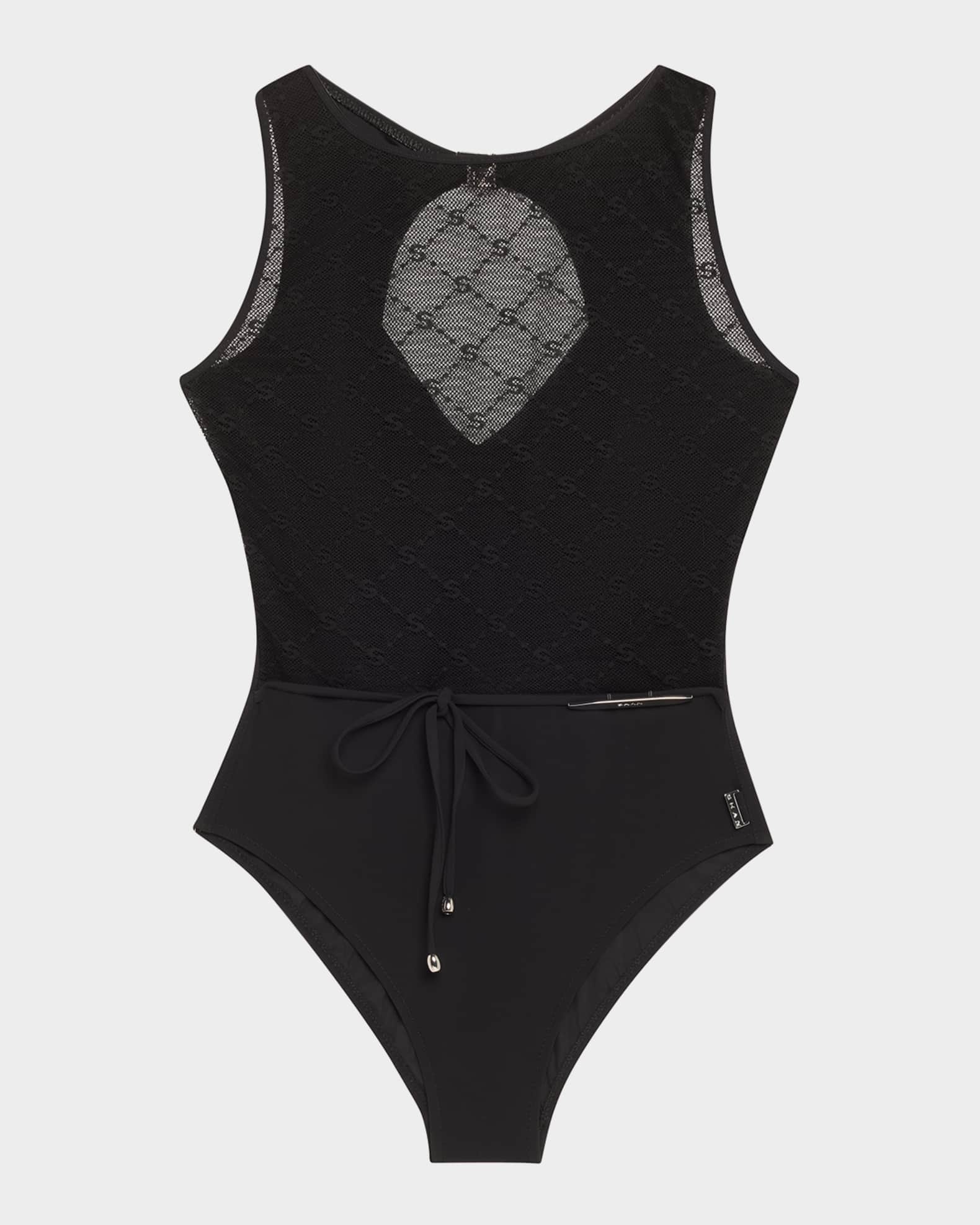 Mesh Belted One-Piece Swimsuit 0