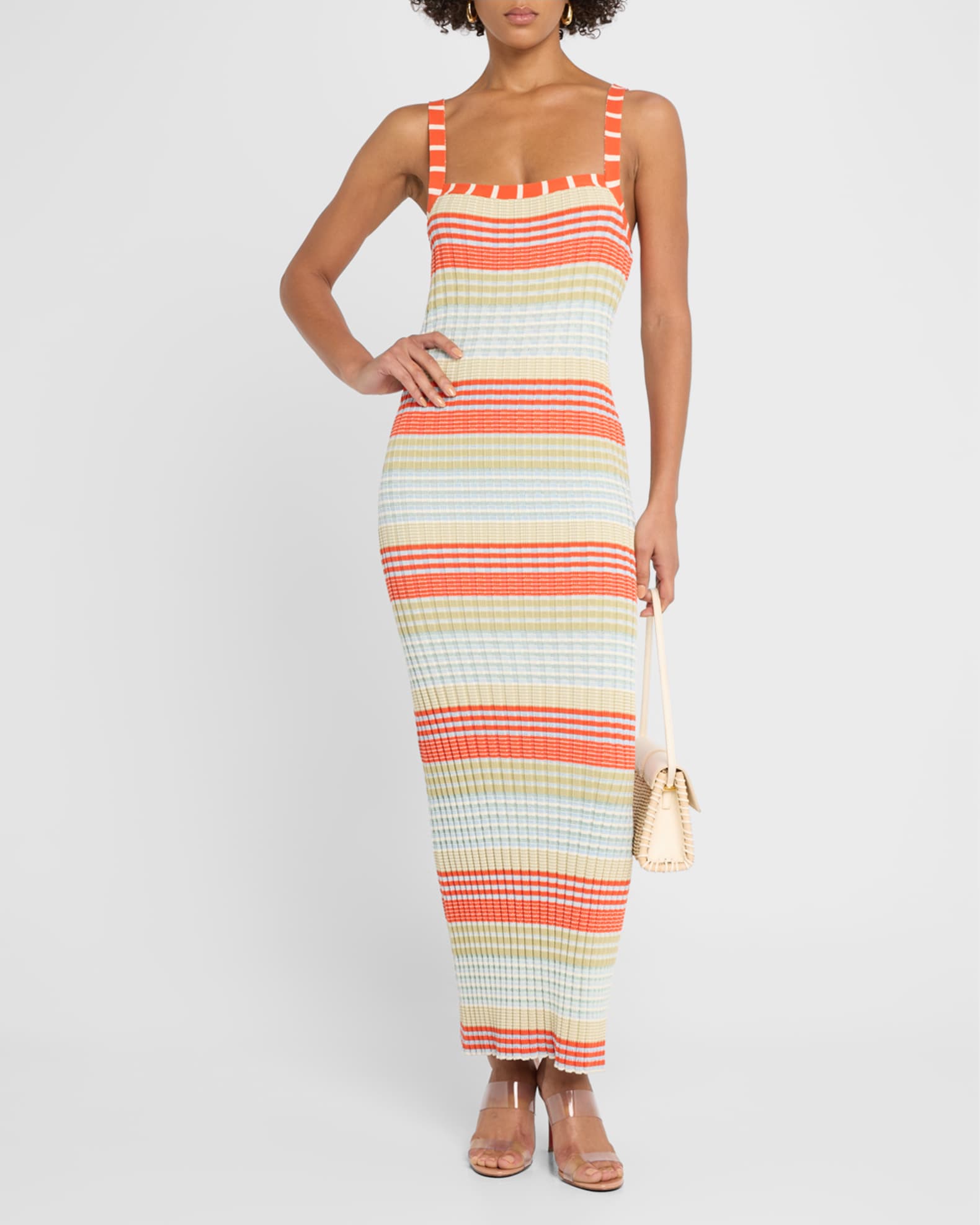 Stevie Textured Stripe Midi Dress Navy Stripe - Ramy Brook
