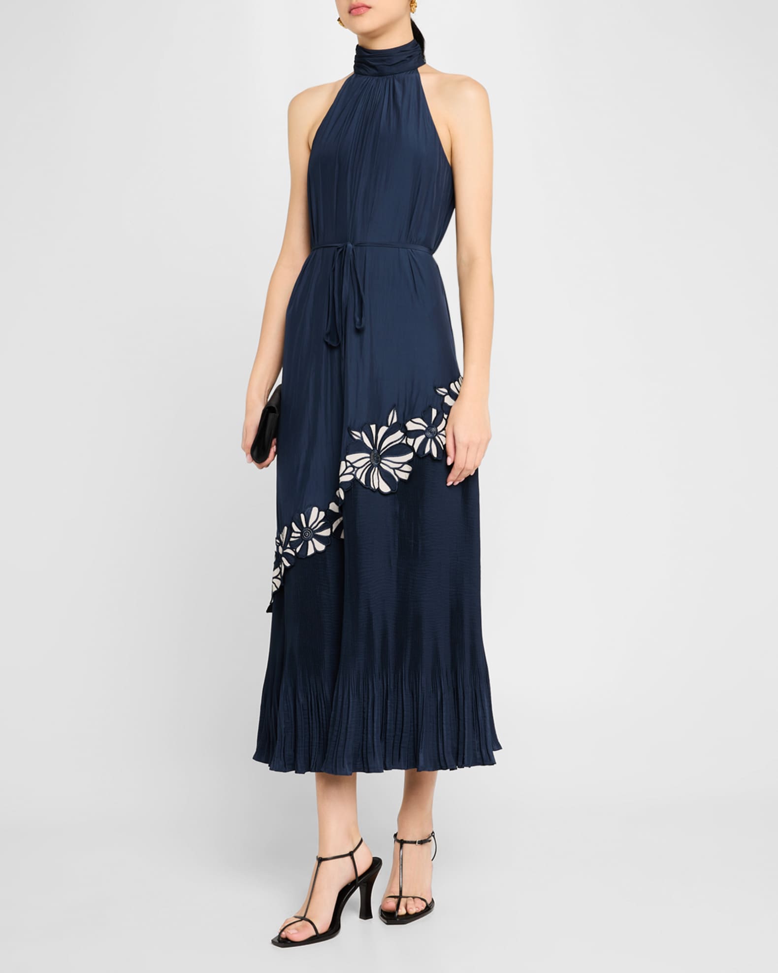 Eleah Floral Embroidered Halter Midi Dress 1