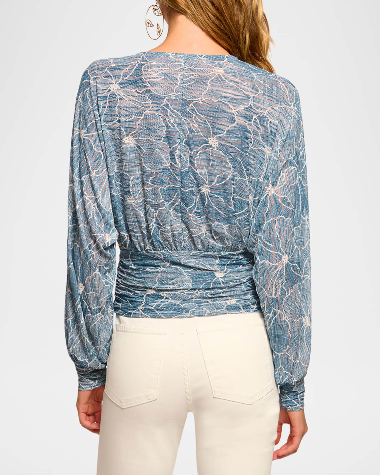 Randie Floral Chambray Burnout Blouse 1