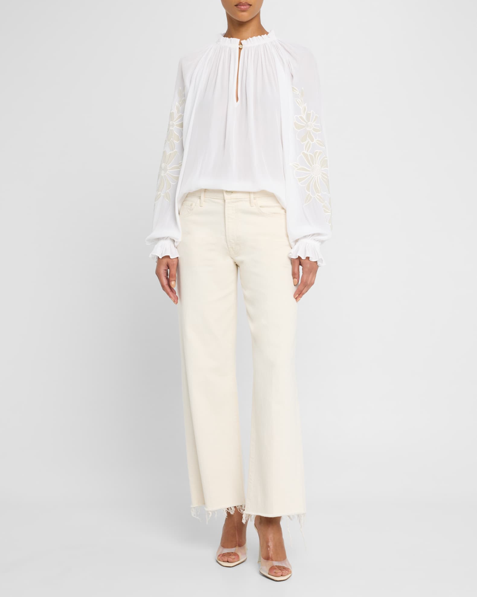 Nelida Floral Embroidered Balloon-Sleeve Blouse 1