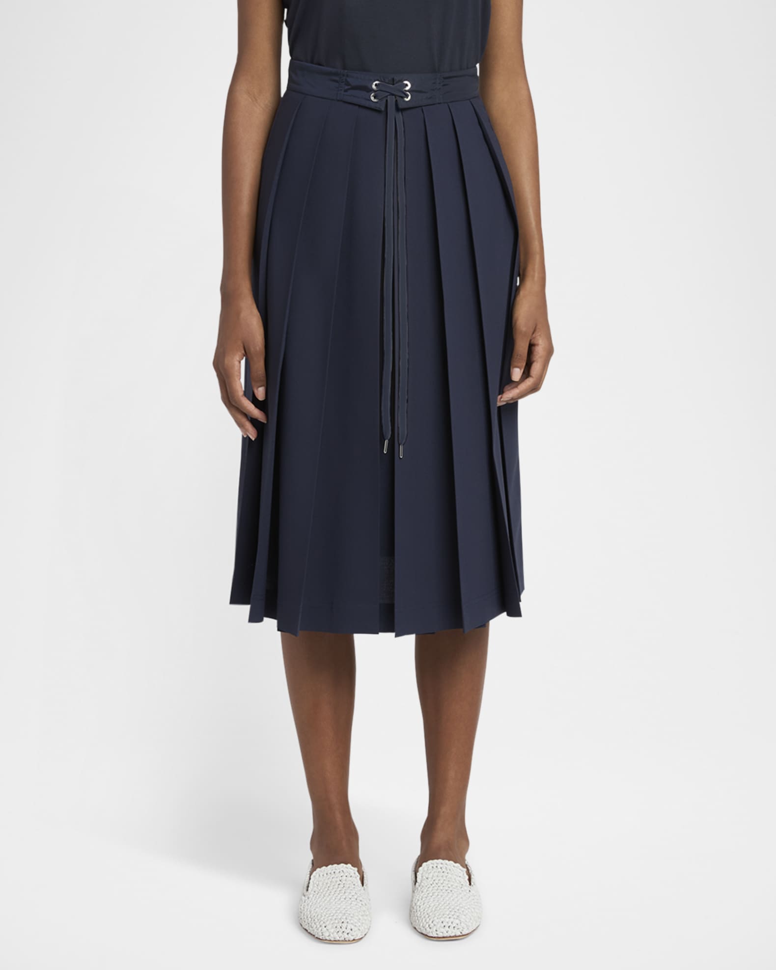 Pleated A-Line Midi Skirt 1