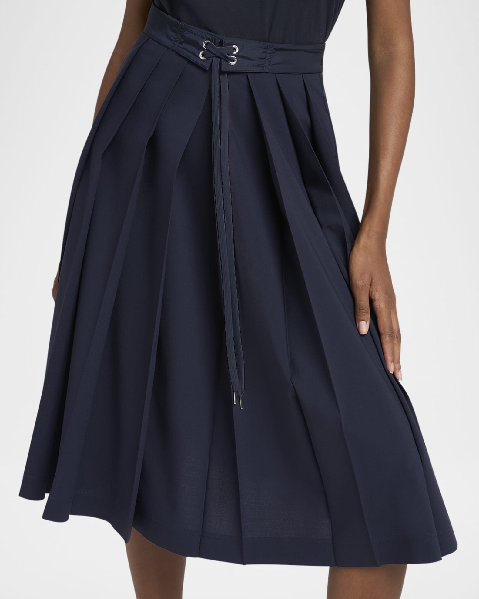 Moncler Pleated A-Line Midi Skirt | Neiman Marcus