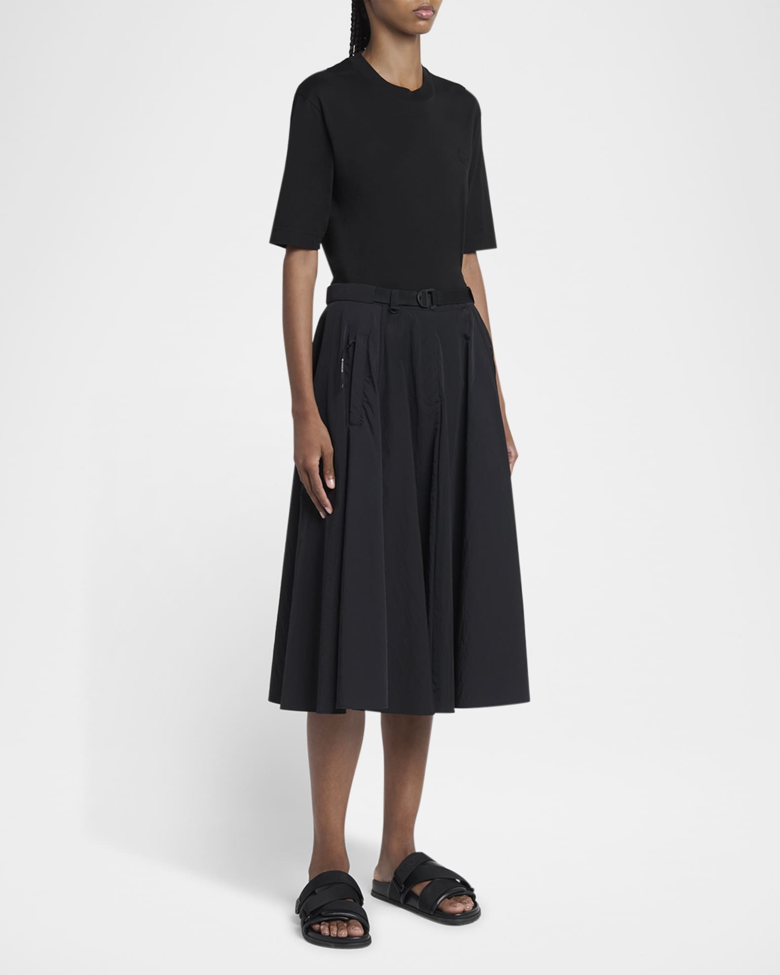 Moncler Nylon Midi Skirt | Neiman Marcus