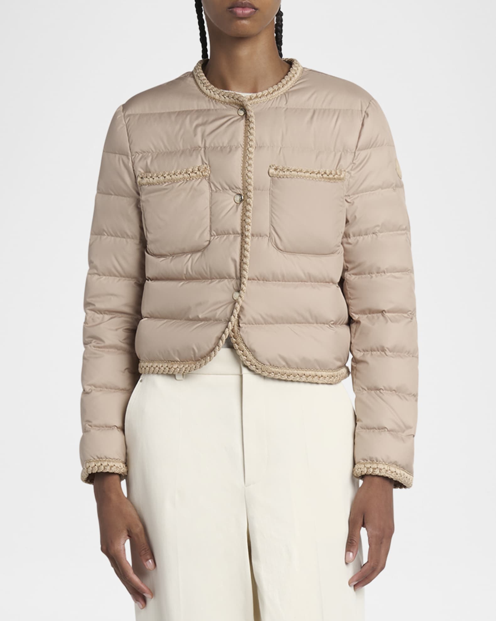 【MONCLER】直営/正規店 Gencay Braided Trim Short Down Jacket Black Gencay Braided Trim Short Down Jacket - Short Down