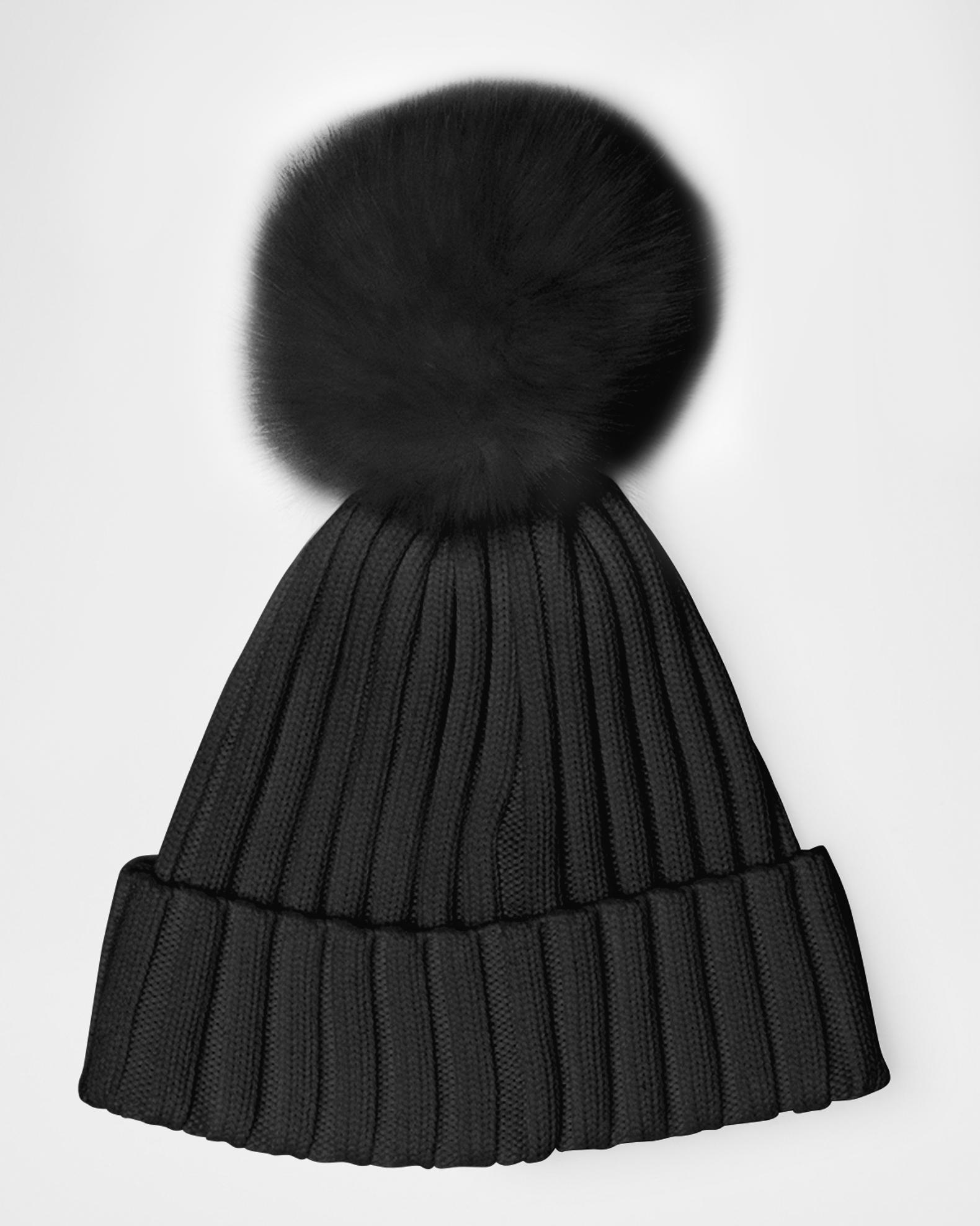 Moncler beanie with Pom, black Black Wool Beanie With Pom Pom - Hats & Beanies for Women  main image 2