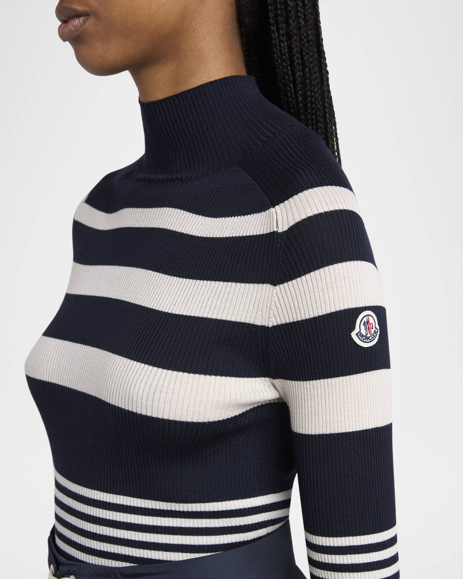 Moncler Stripe Wool Turtleneck Sweater | Neiman Marcus