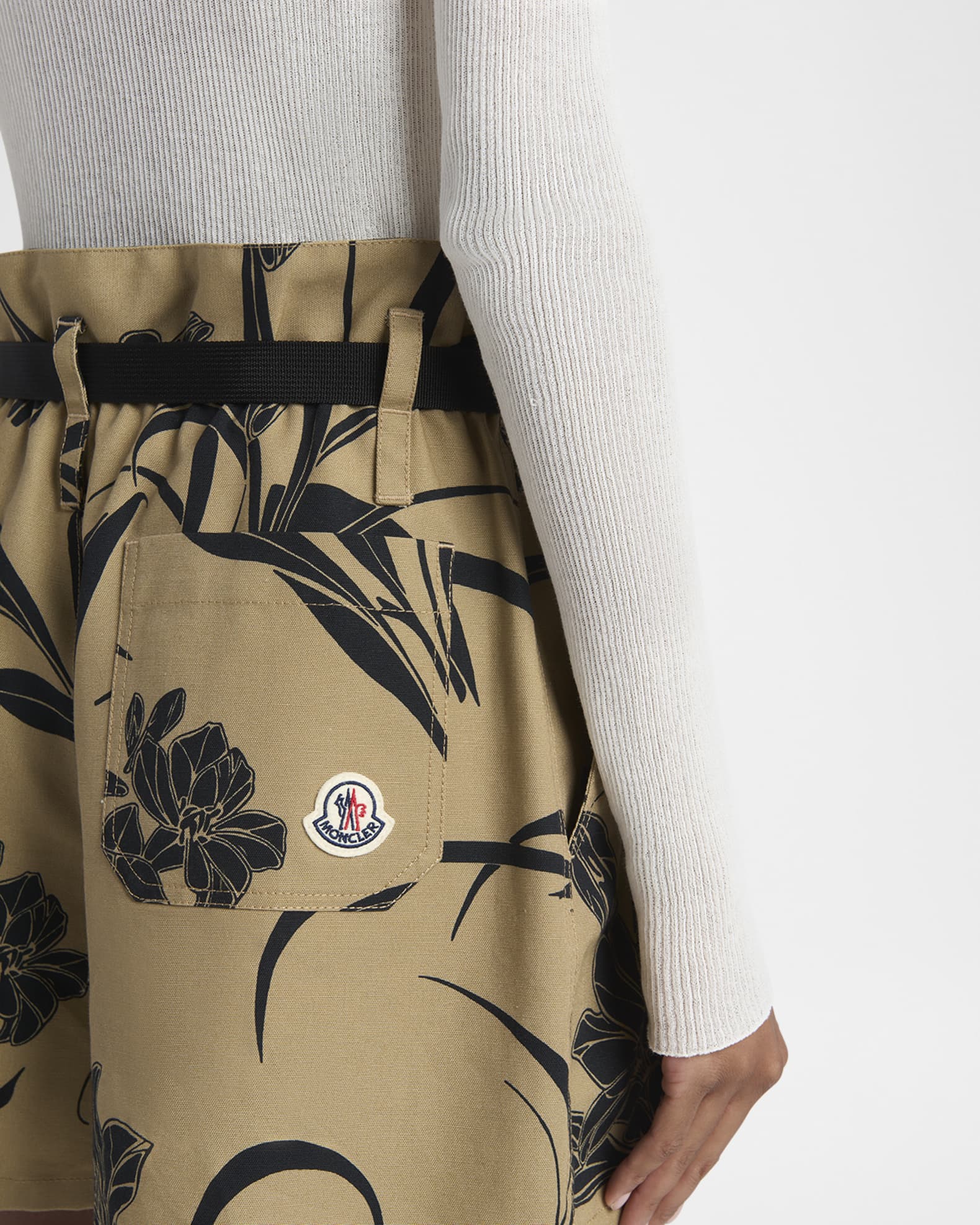 Moncler Printed Paper Bag Shorts with Belt | Neiman Marcus