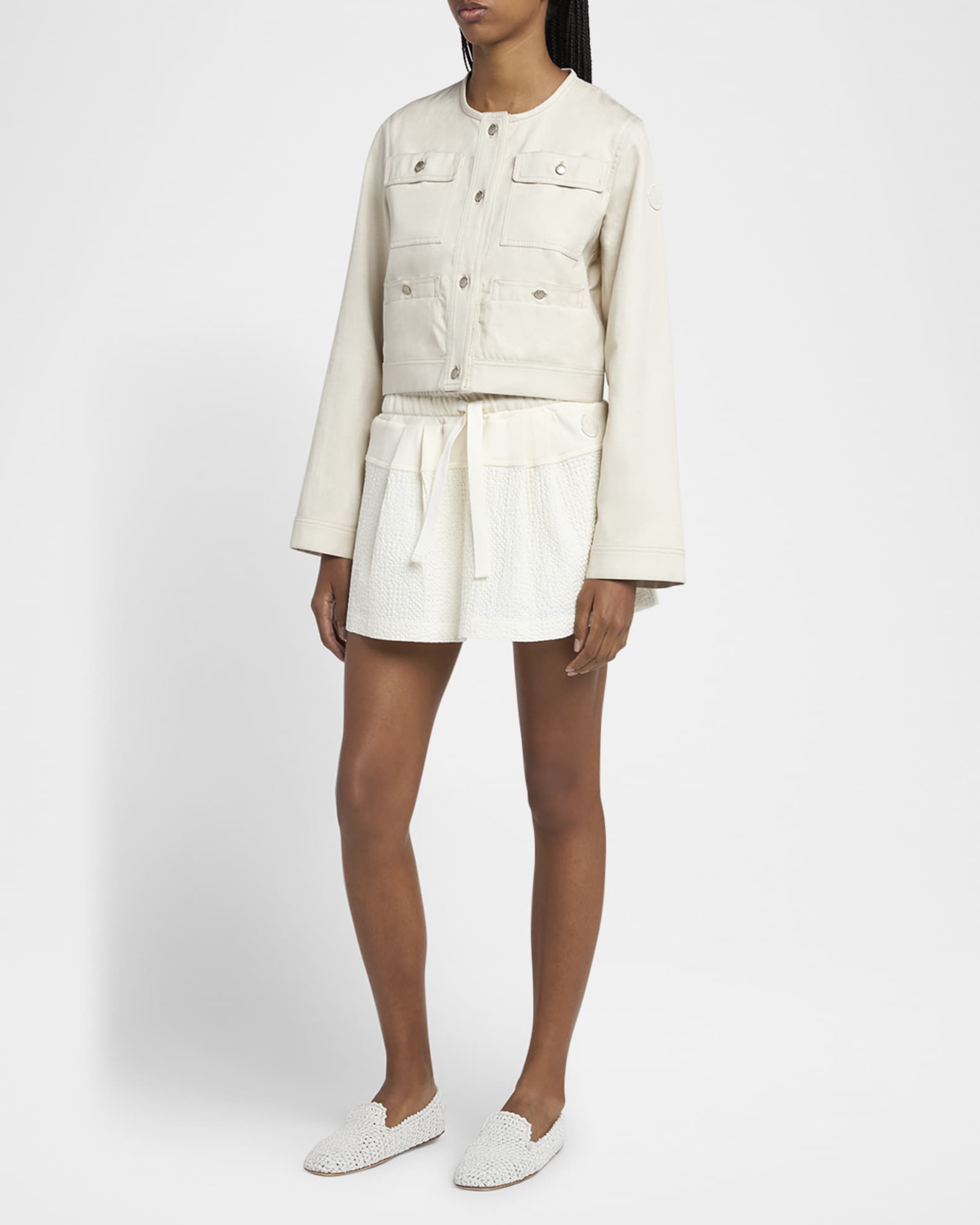 Moncler Chatel Button-Sleeve Jacket | Neiman Marcus