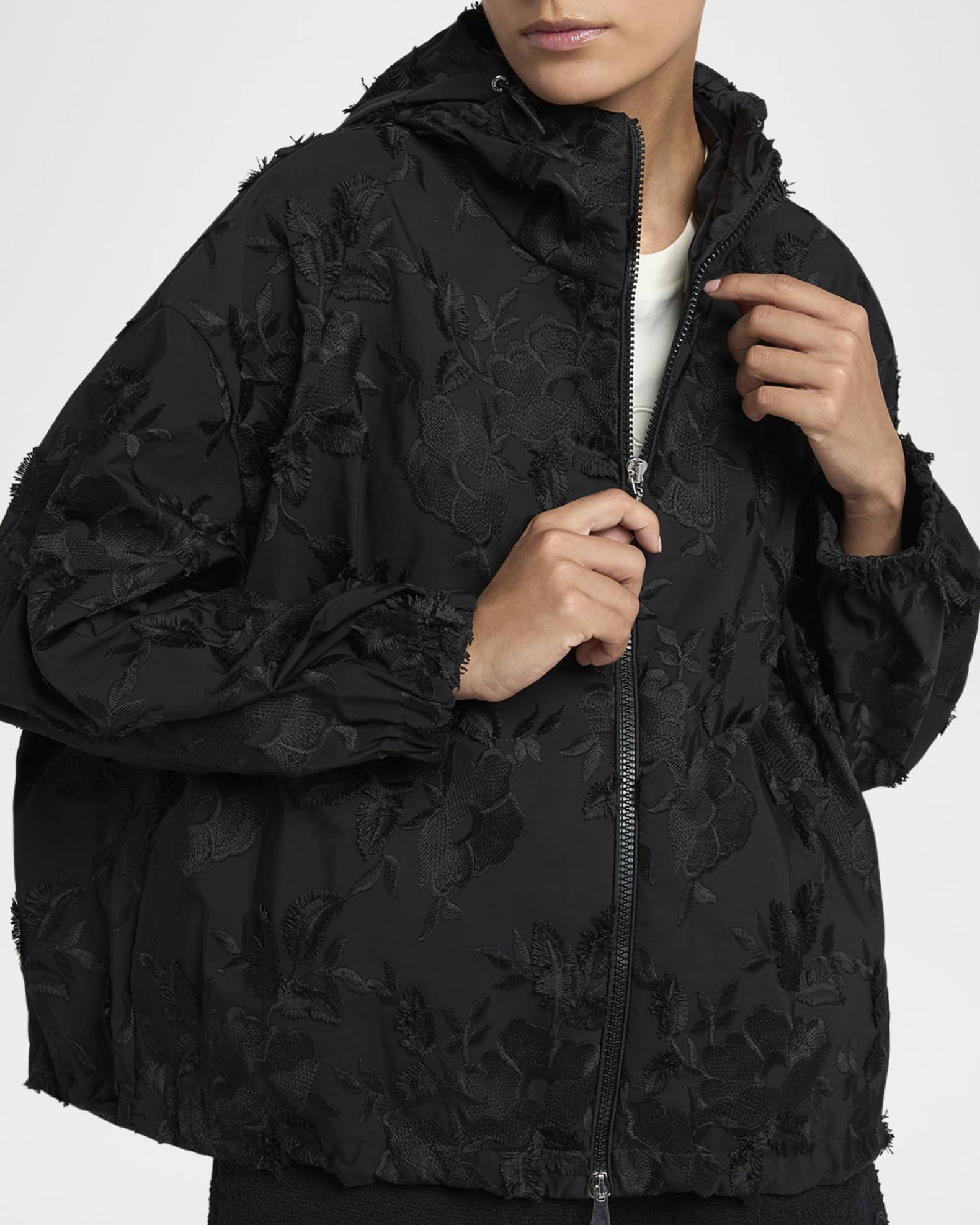 モンクレール Moncler Charmeil Jacket Moncler Charmeil Floral Hooded Jacket | Neiman Marcus