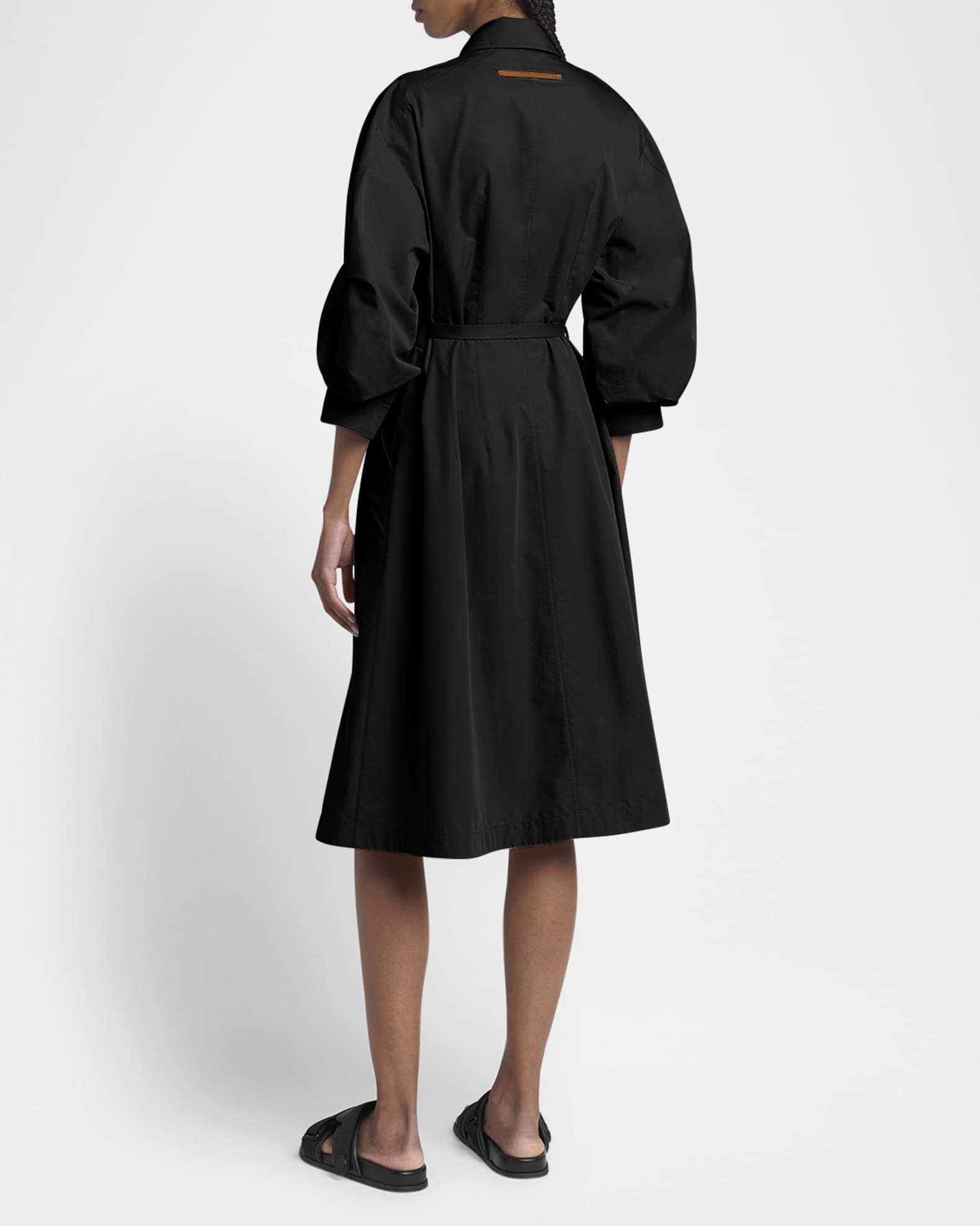 Moncler Belted Puff-Sleeve Shirtdress | Neiman Marcus
