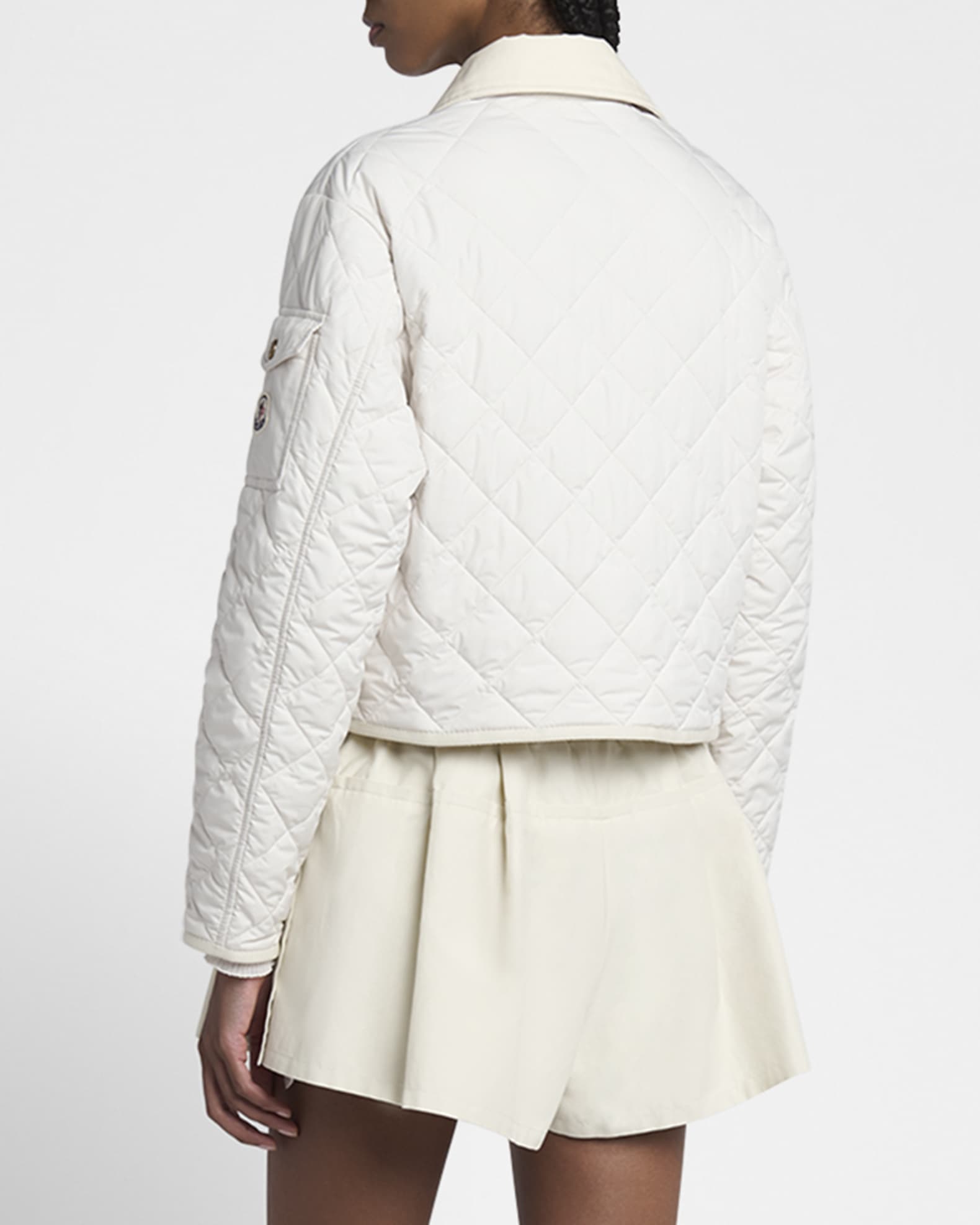 ジャケット MONCLER WHITE QUILTED JACKET IN NYLON Moncler - Quilted Nylon-Panelled Cotton-Jersey Hooded Down