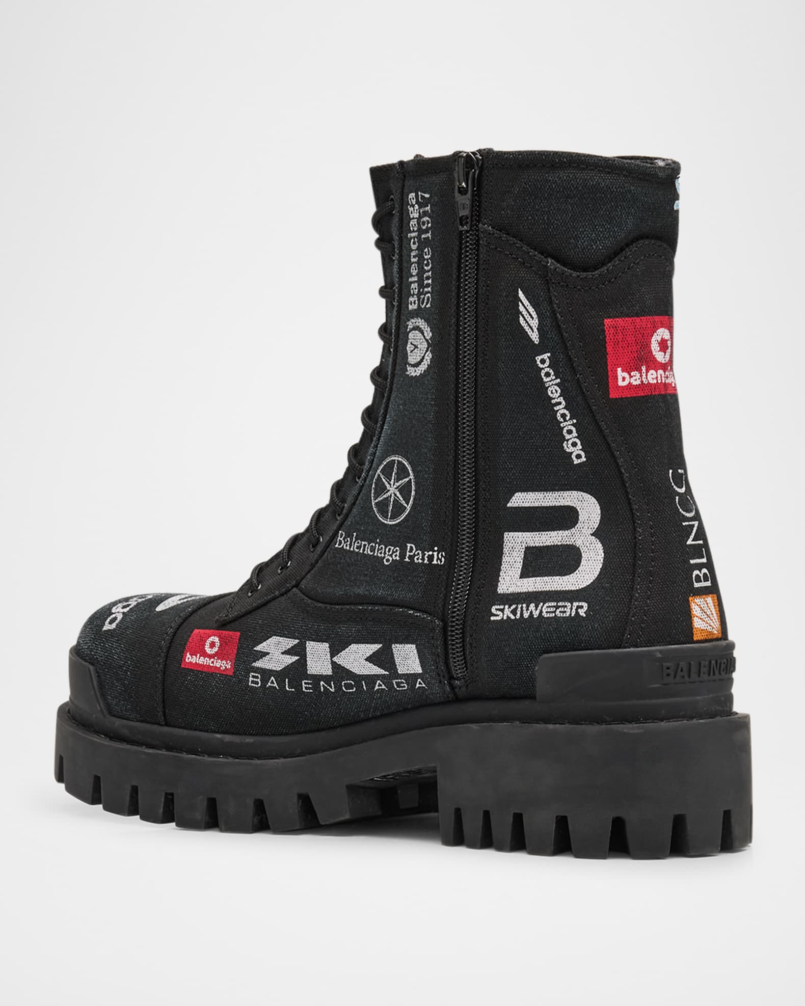 Balenciaga Men's Combat Strike L20 Print Canvas Lace-Up