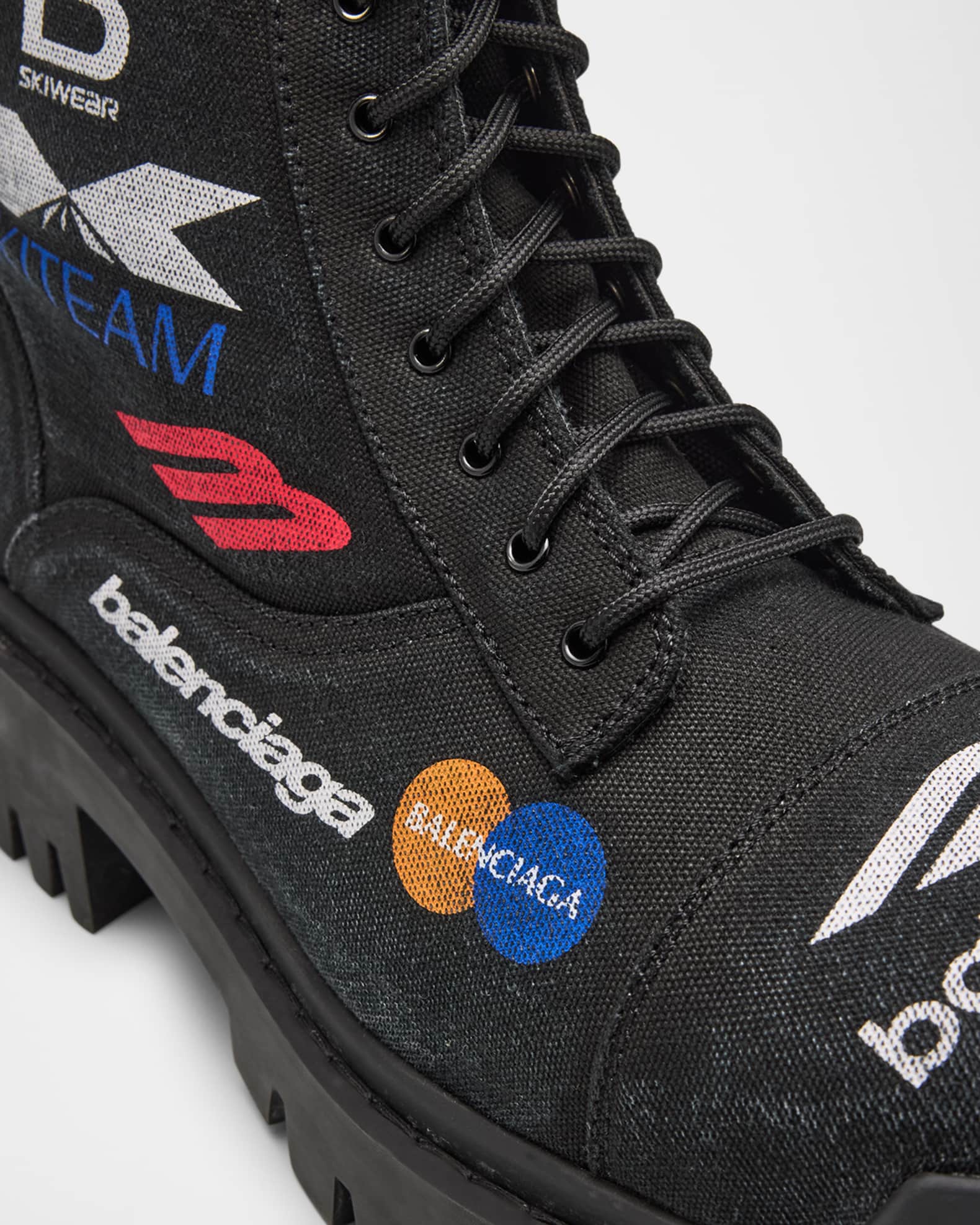 Balenciaga Men's Combat Strike L20 Print Canvas Lace-Up