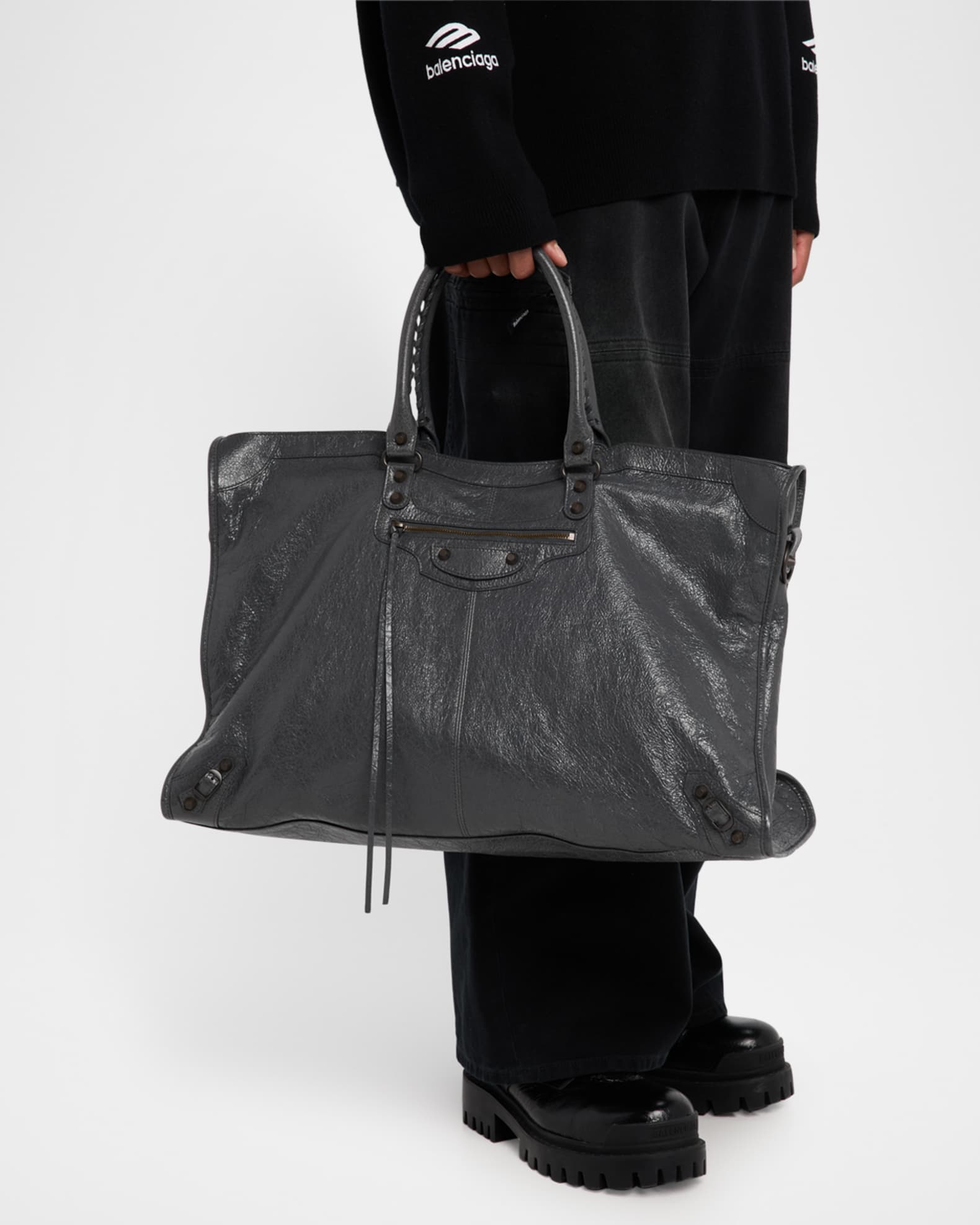 Balenciaga Men's Le City Leather Travel Bag | Neiman Marcus
