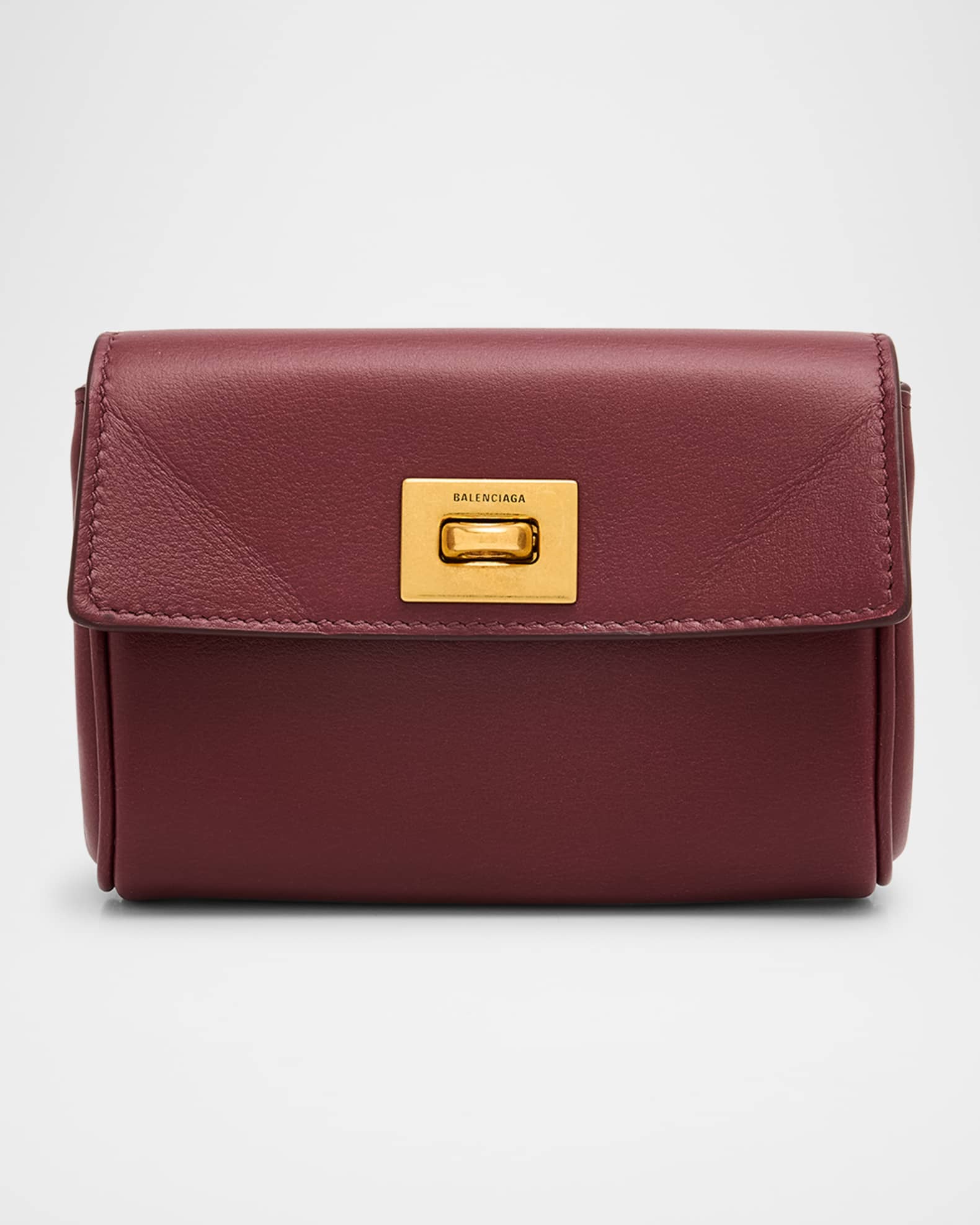 Balenciaga Rodeo Flap Leather Card Holder | Neiman Marcus