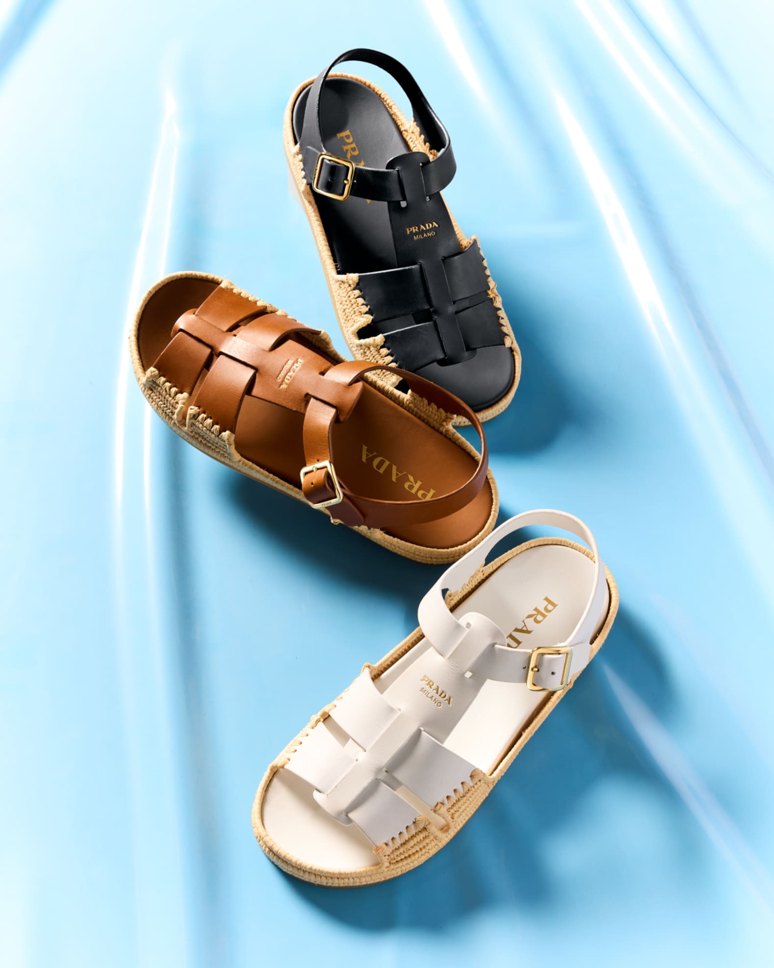 PRADA☆Brushed leather fisherman sandals ☆送料込 Brushed leather fisherman sandals in black - Prada | Mytheresa