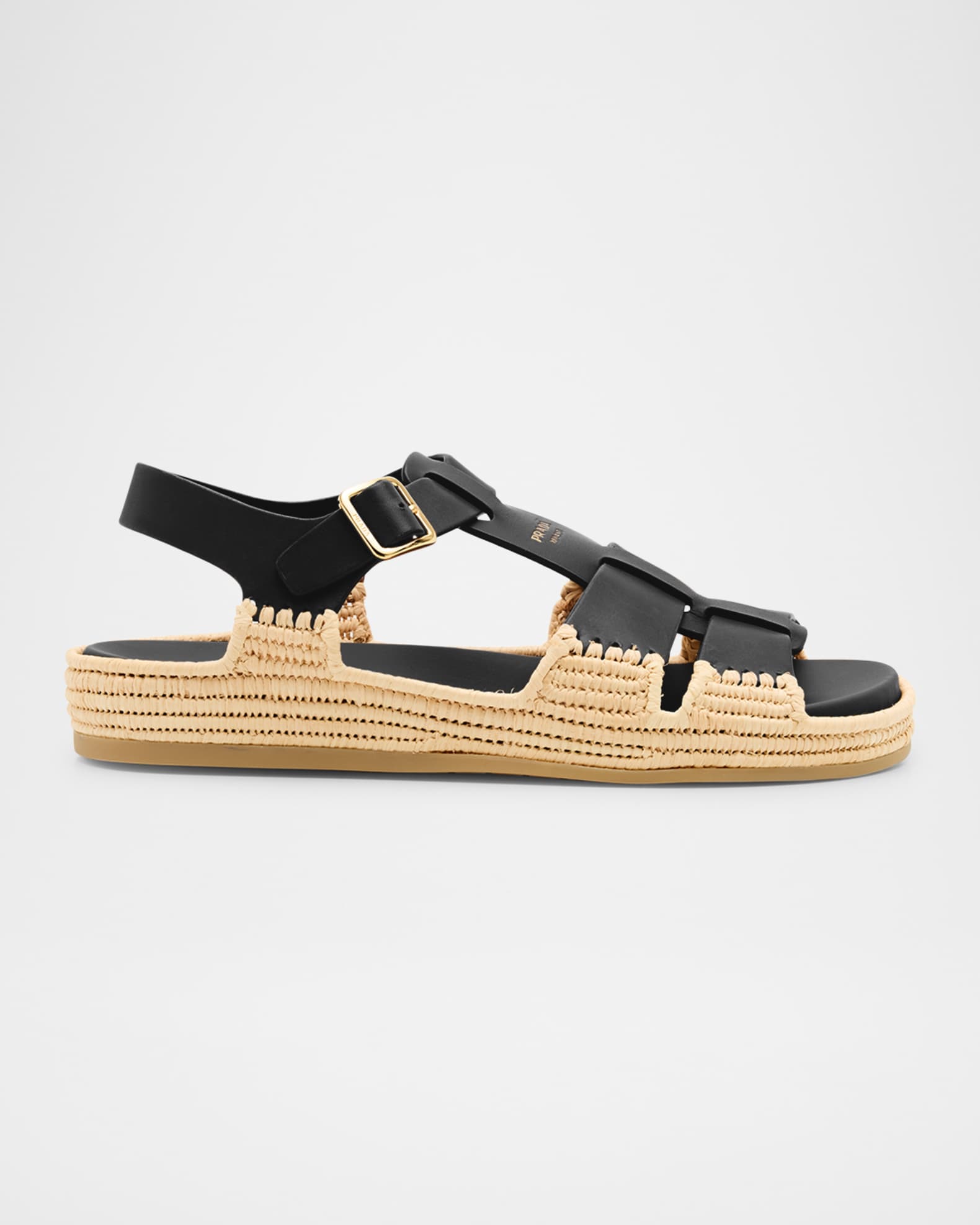 Prada Leather Fisherman Espadrille Sandals | Neiman Marcus