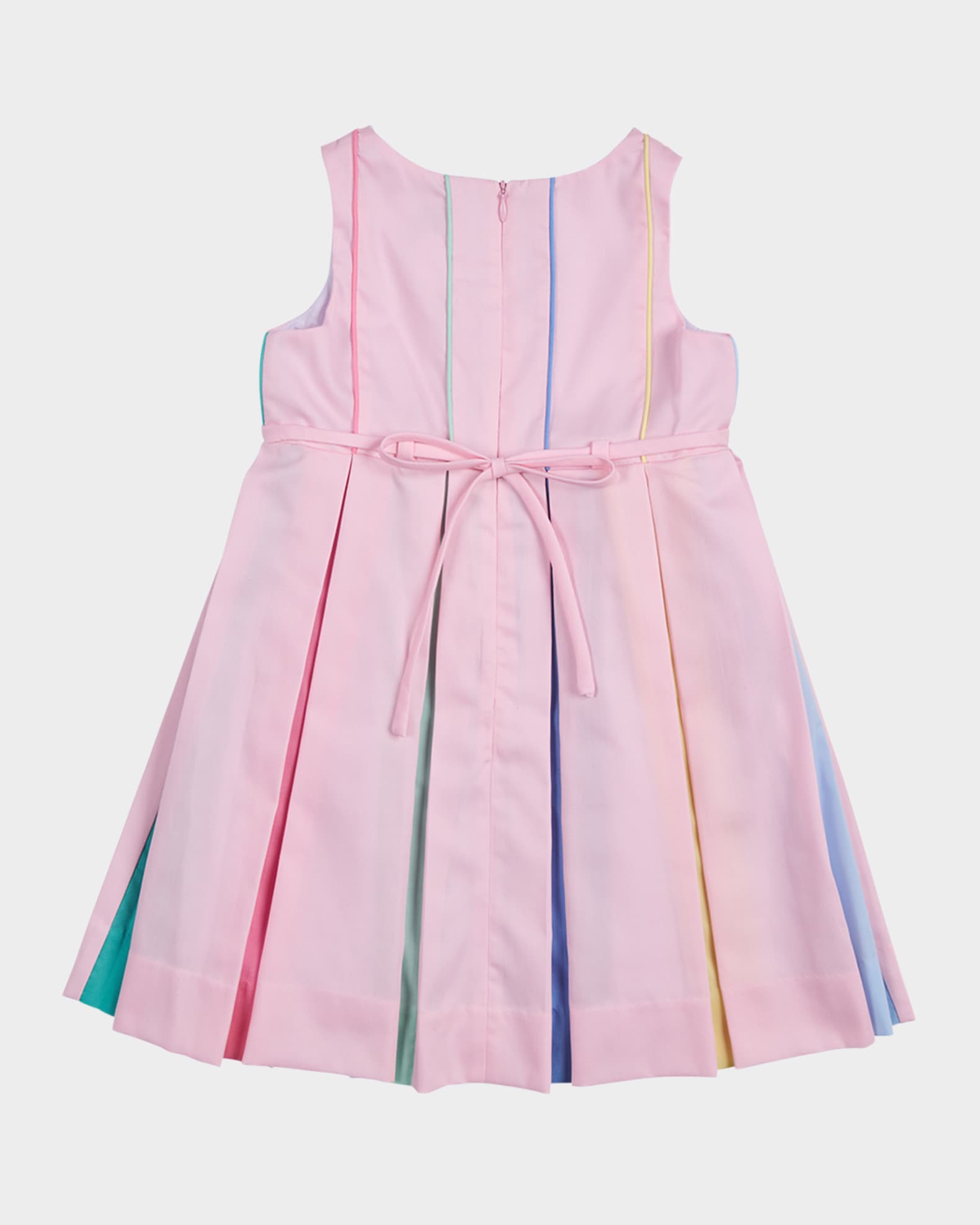 Girl's Multicolor Pleated Sleeveless Pique Dress, Size 2-6 1