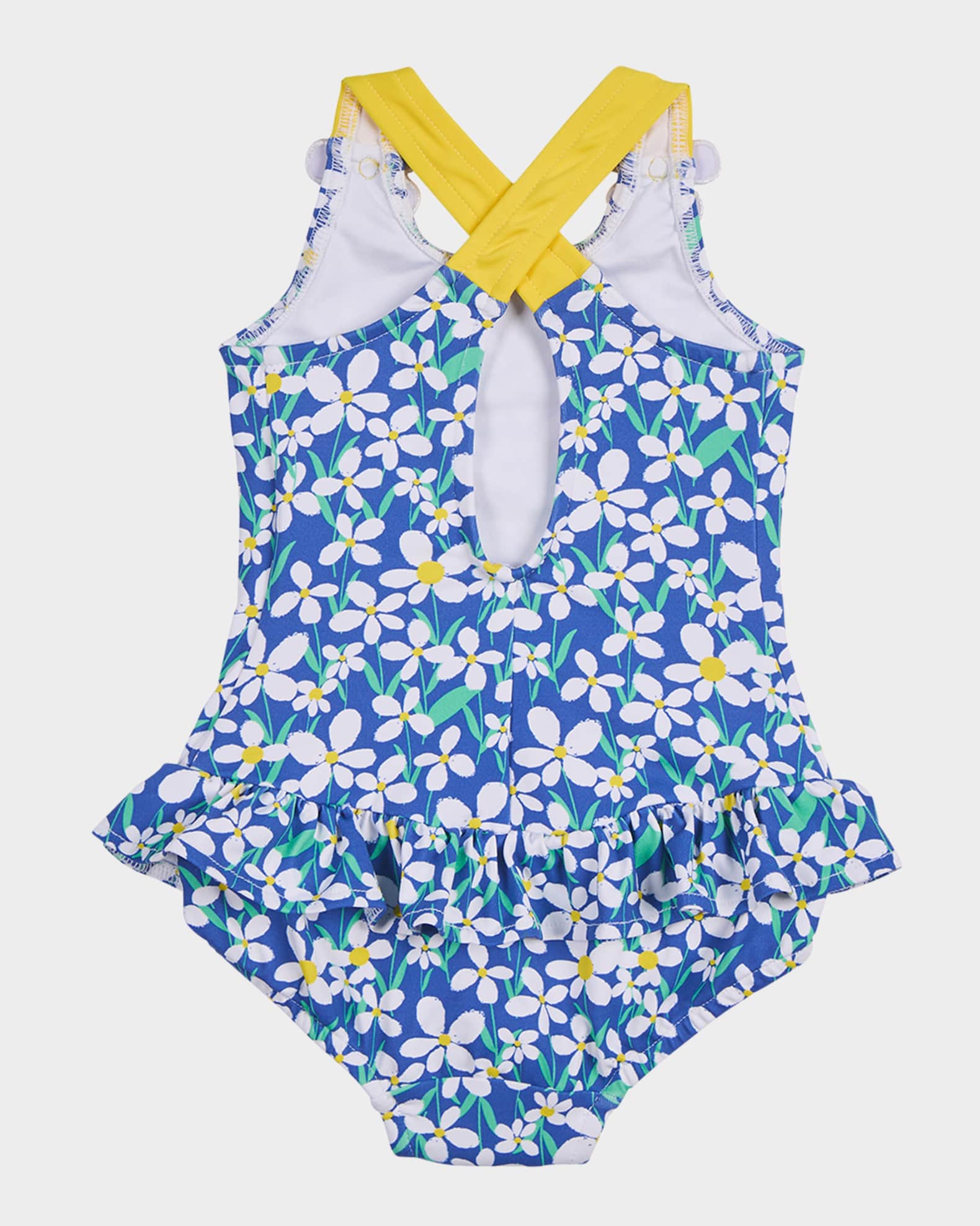 Girl's Daisy Floral Ruffled One-Piece Swimsuit, Size 2-6 1
