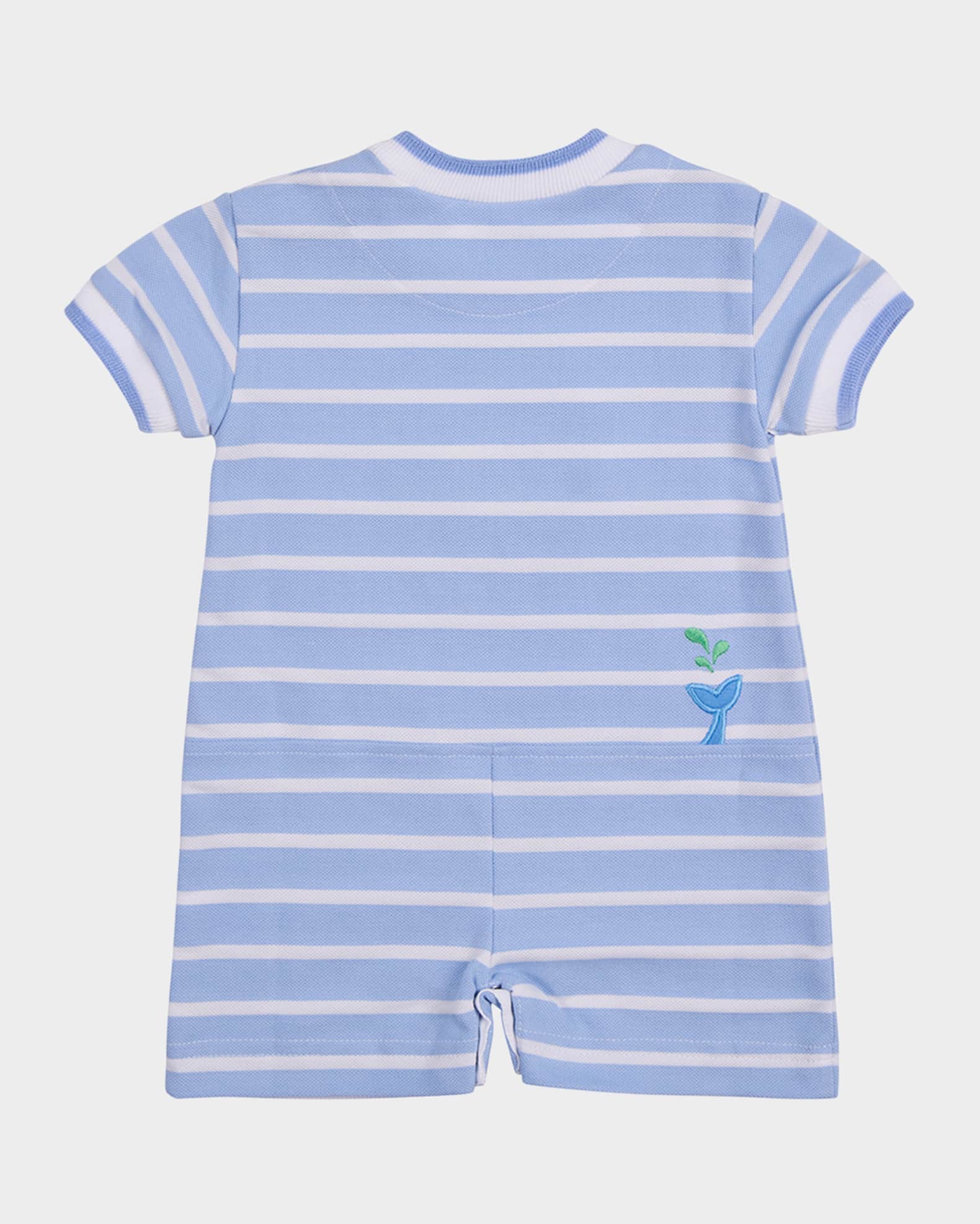 Boy's Pique Knit Stripe Shortalls, Size 3M-12M 1