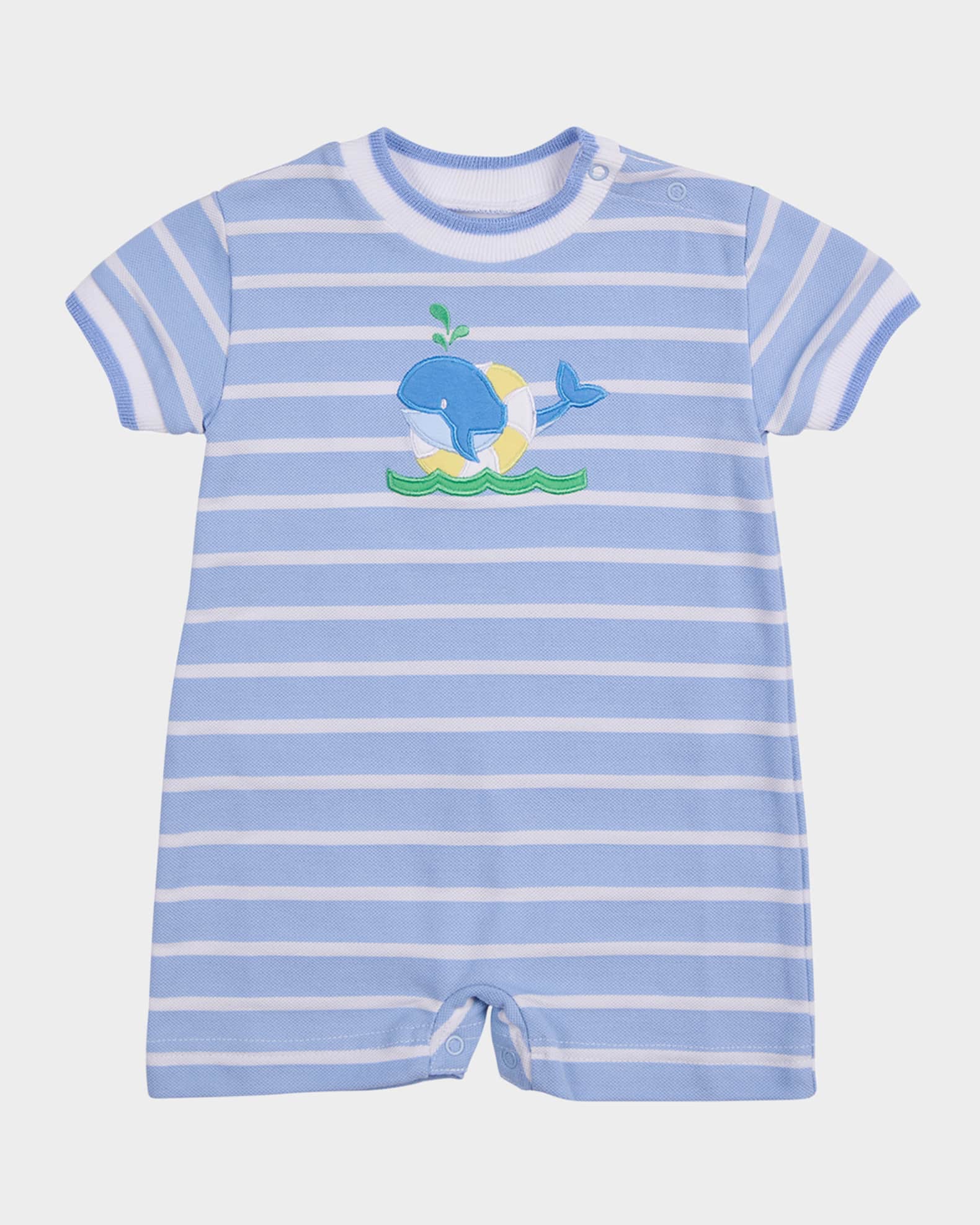 Boy's Pique Knit Stripe Shortalls, Size 3M-12M 0