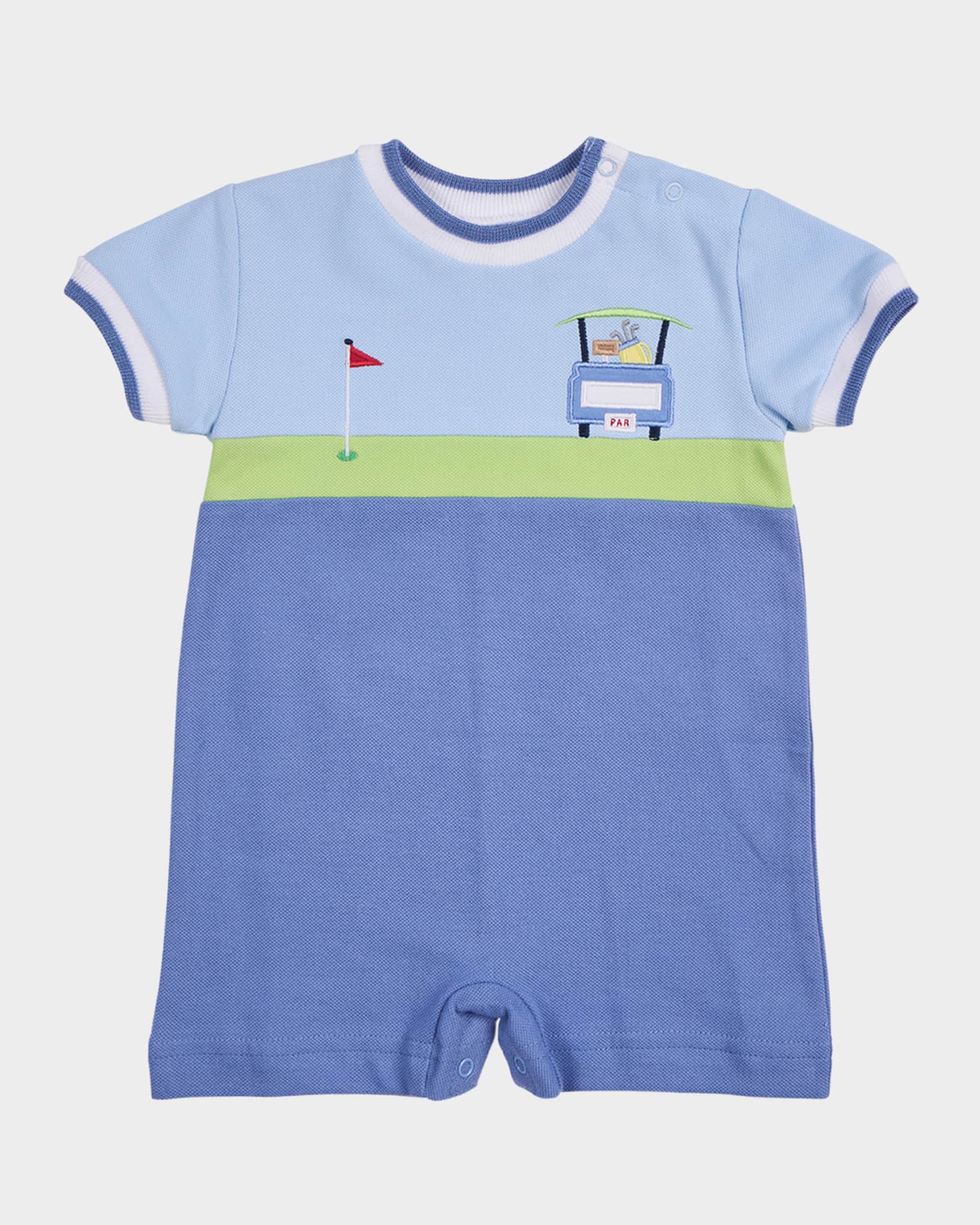 Boy's Golf Cart Applique Pique Knit Shortalls, Size 6M-24M 0