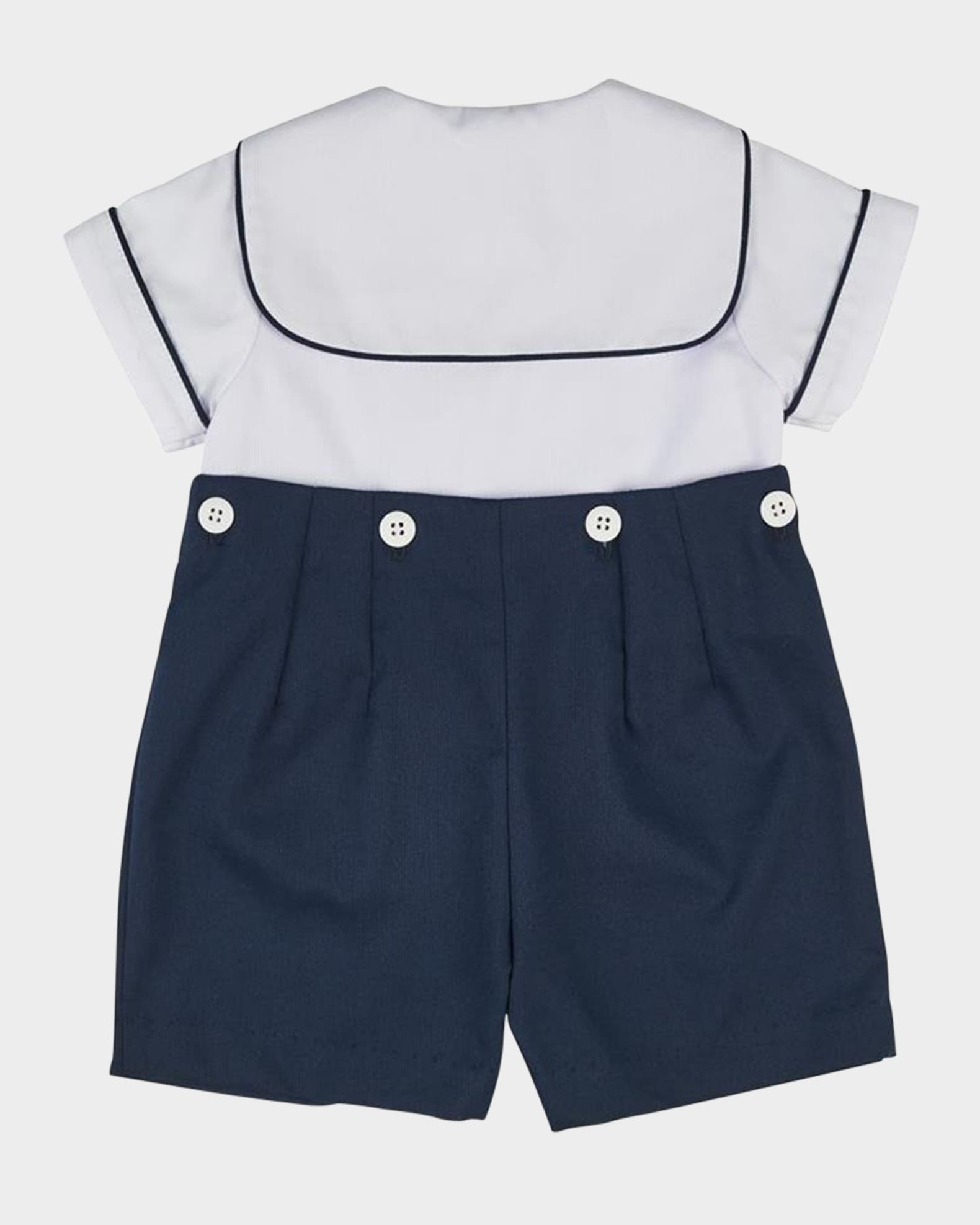 Boy's Pique Knit Button Shortalls, Size 3M-24M 1