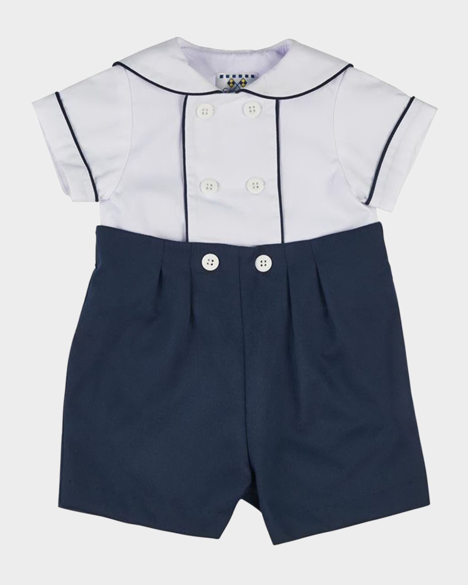 Boy's Pique Knit Button Shortalls, Size 3M-24M 0