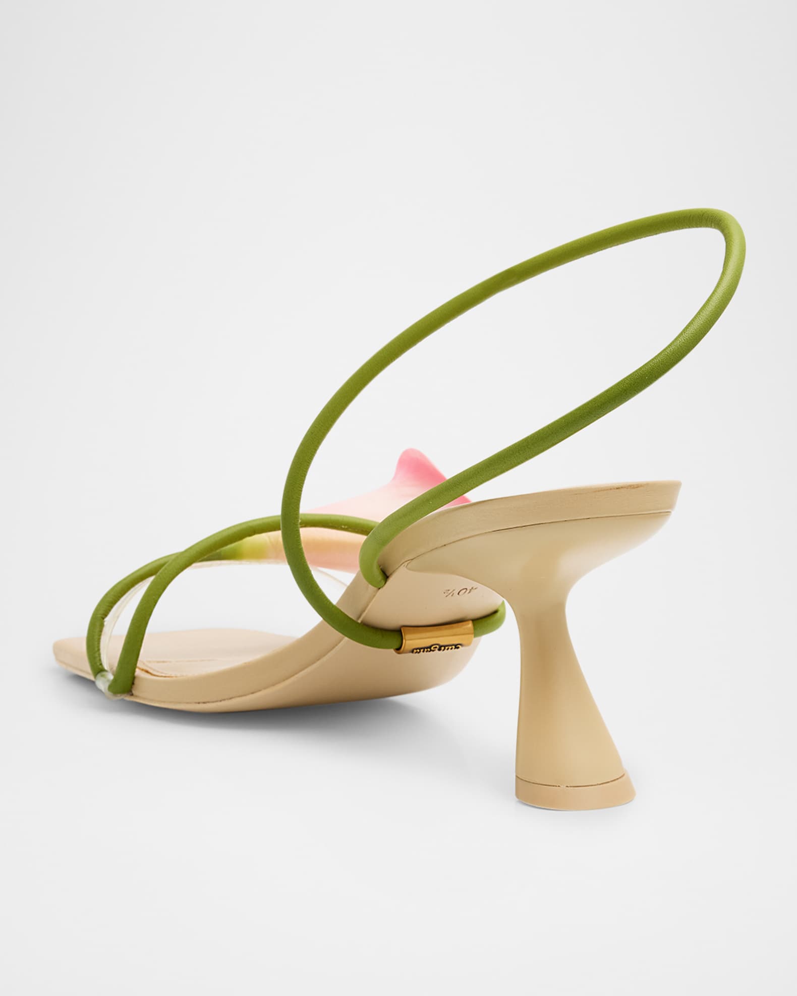Ria Calla Lily Leather Comma-Heel Sandals