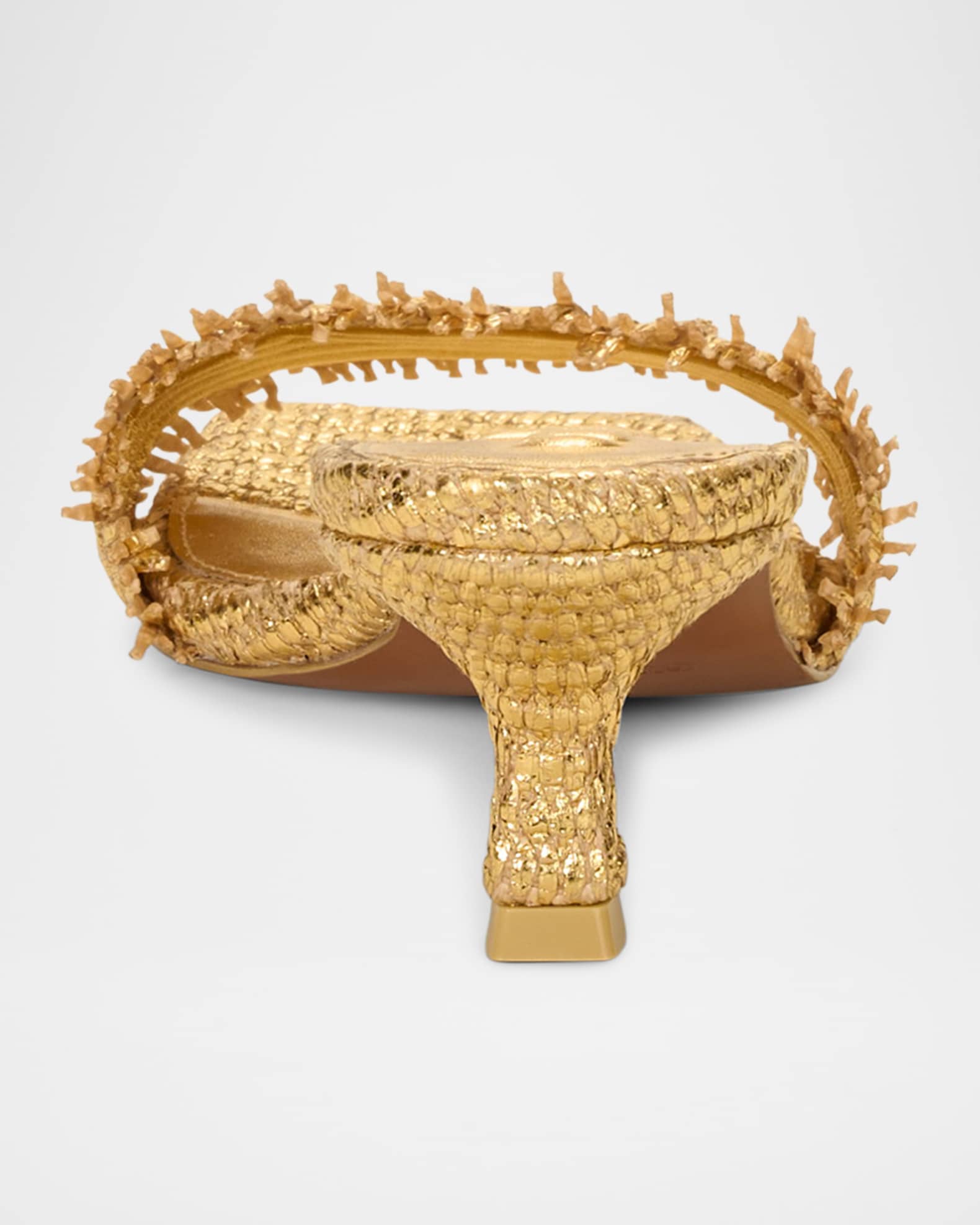 Cult Gaia Ada Frayed Kitten Mule Sandals | Neiman Marcus