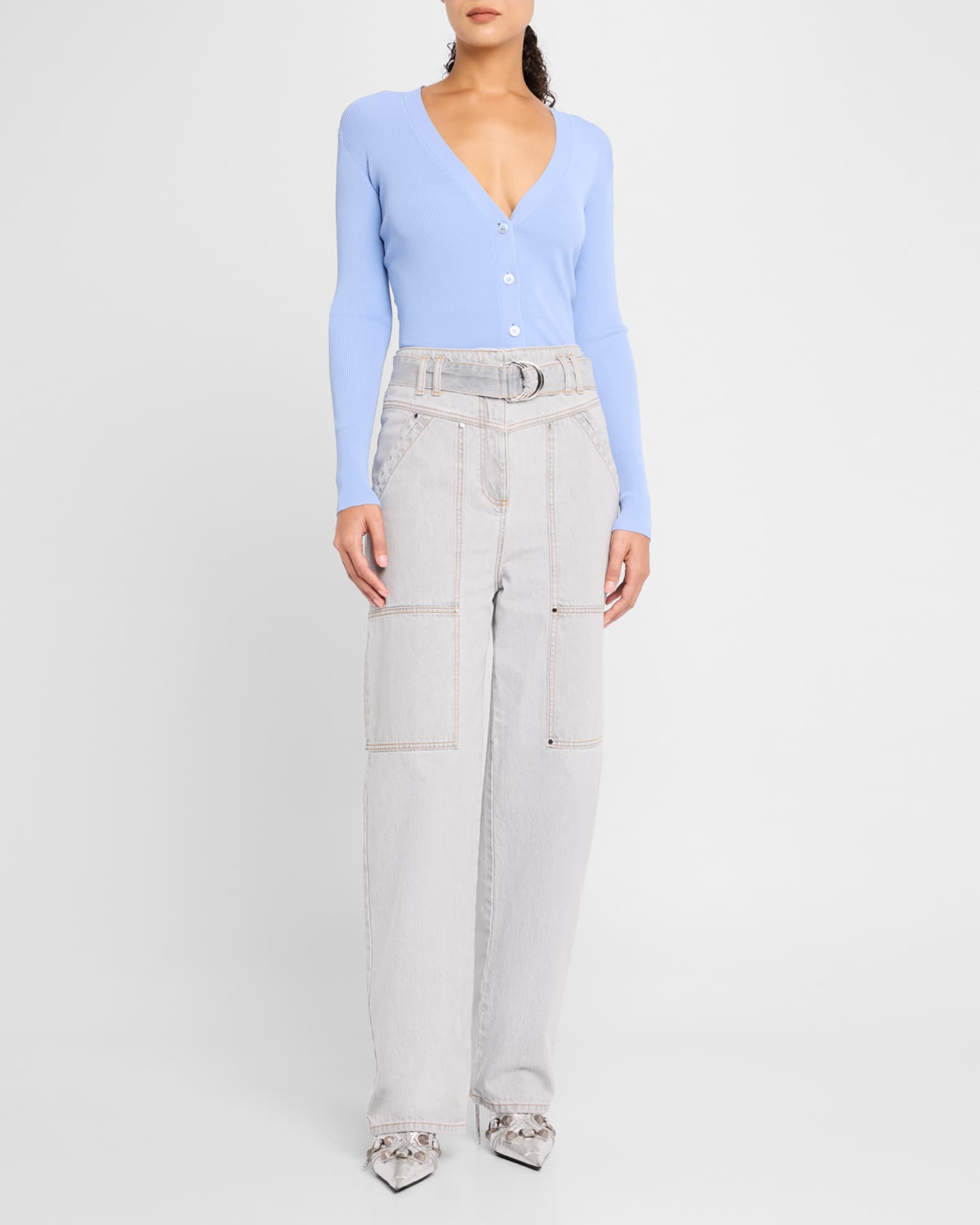 Fidjy Ribbed Button-Front Top 1