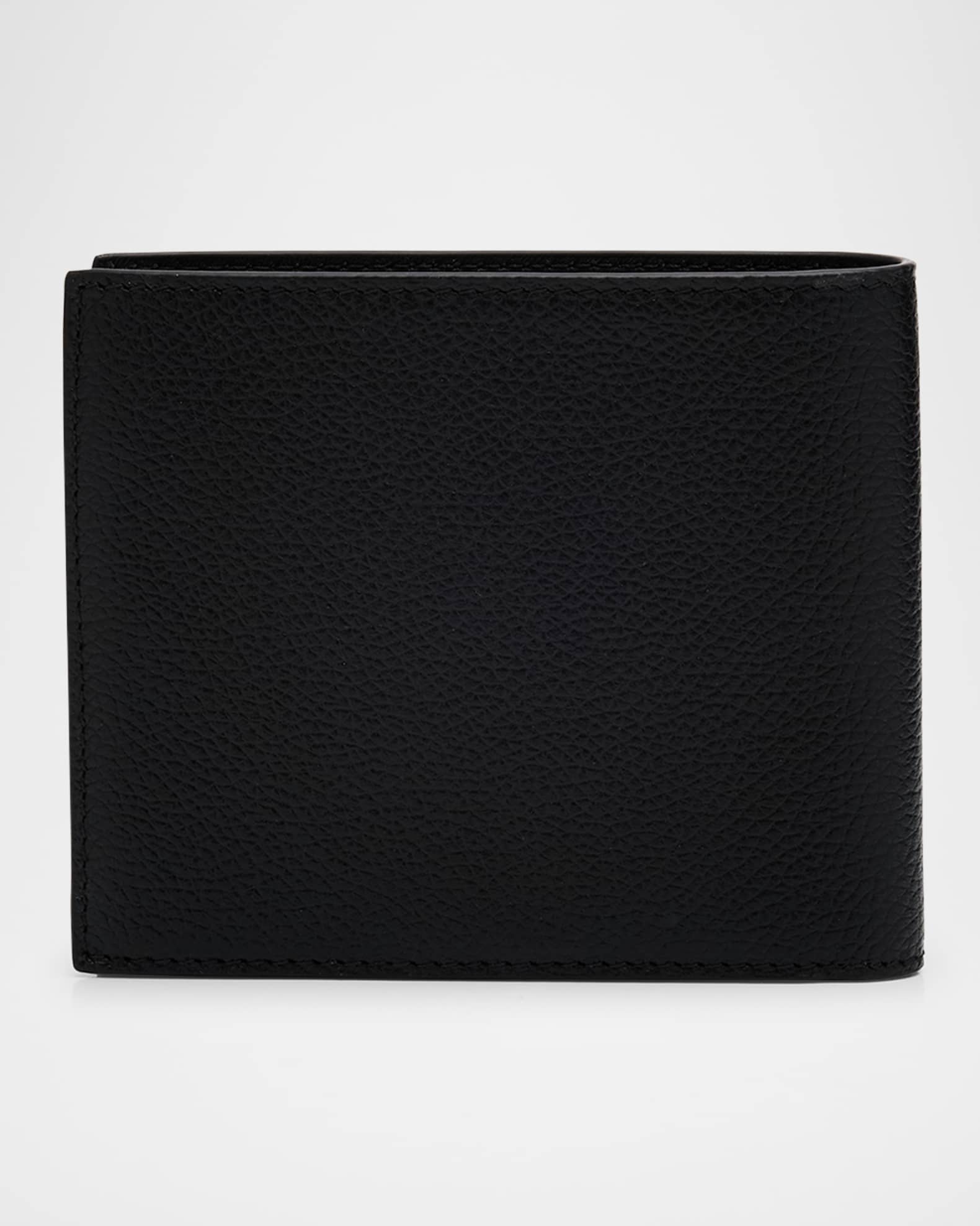 小物 BALENCIAGA Wallet Men's Bifold Wallet Black Logo-Print Full-Grain Leather Billfold Wallet