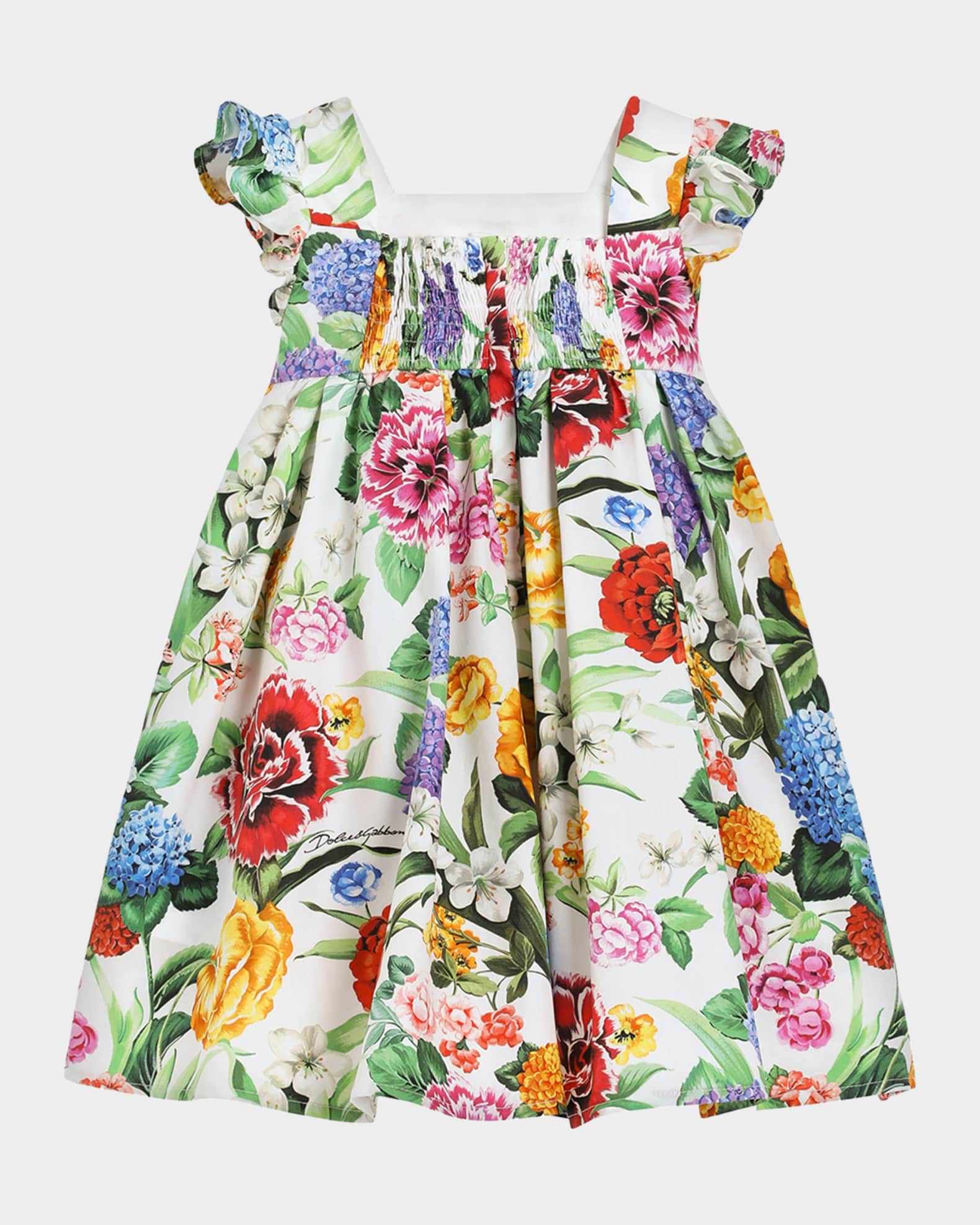 【DOLCE&GABBANA】ドルガバ・子供服・花柄ワンピース・着丈60㎝ Dolce&Gabbana Girl's Floral-Print Poplin Dress, Size 12M-30M