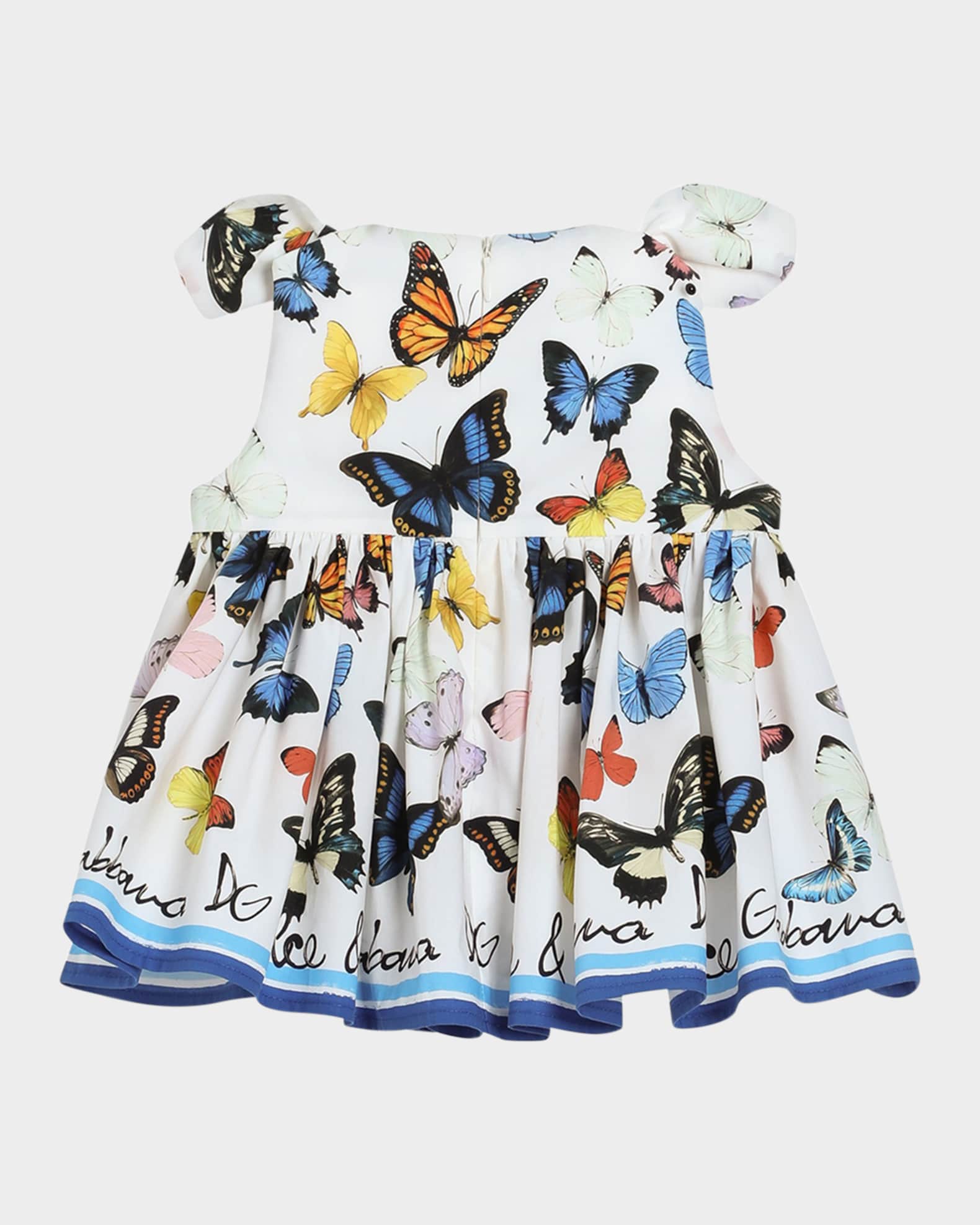 Girl's Butterfly-Print Poplin Dress, Size 12M-30M 1