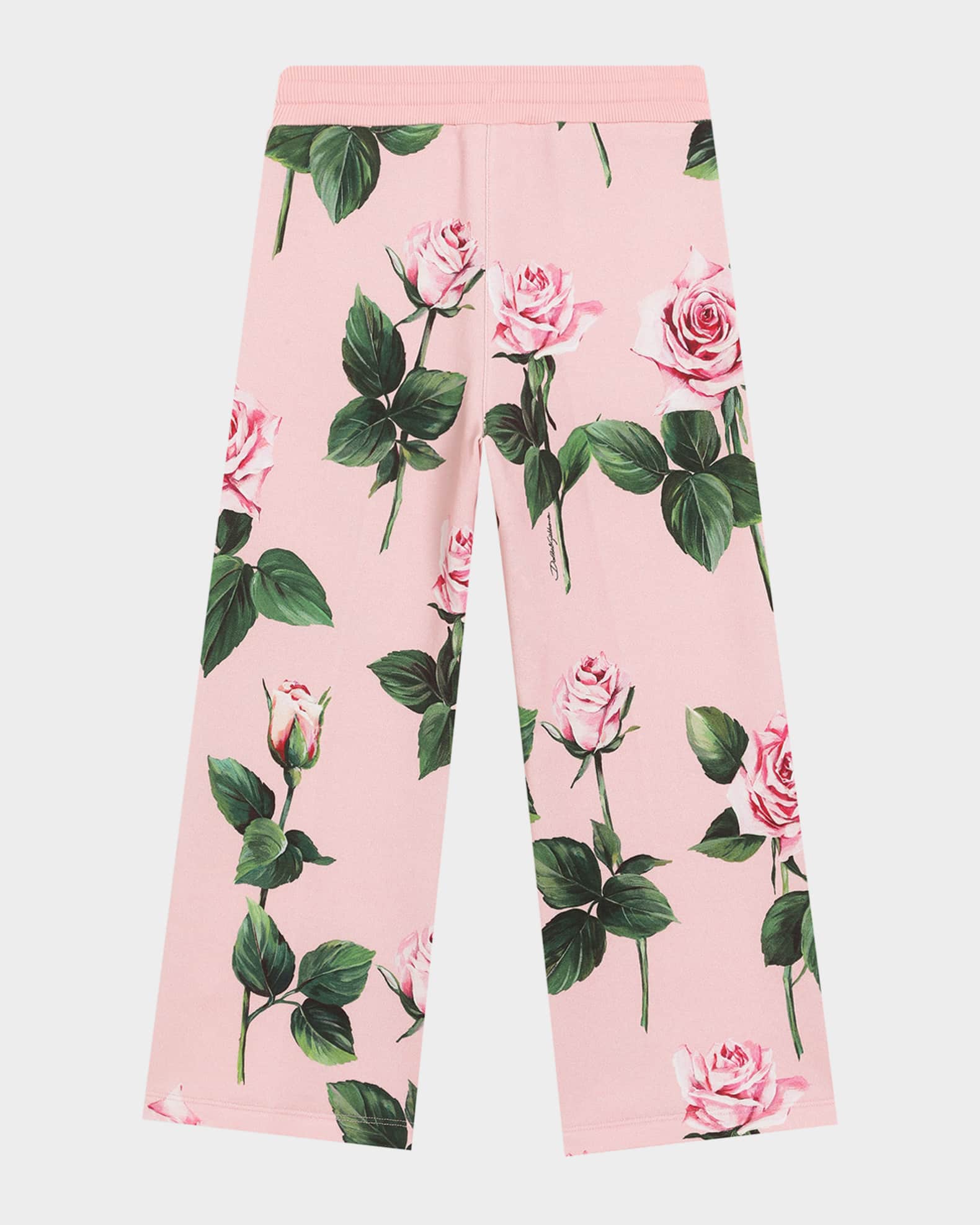 Girl's Rose-Print Wide Leg Pants 1