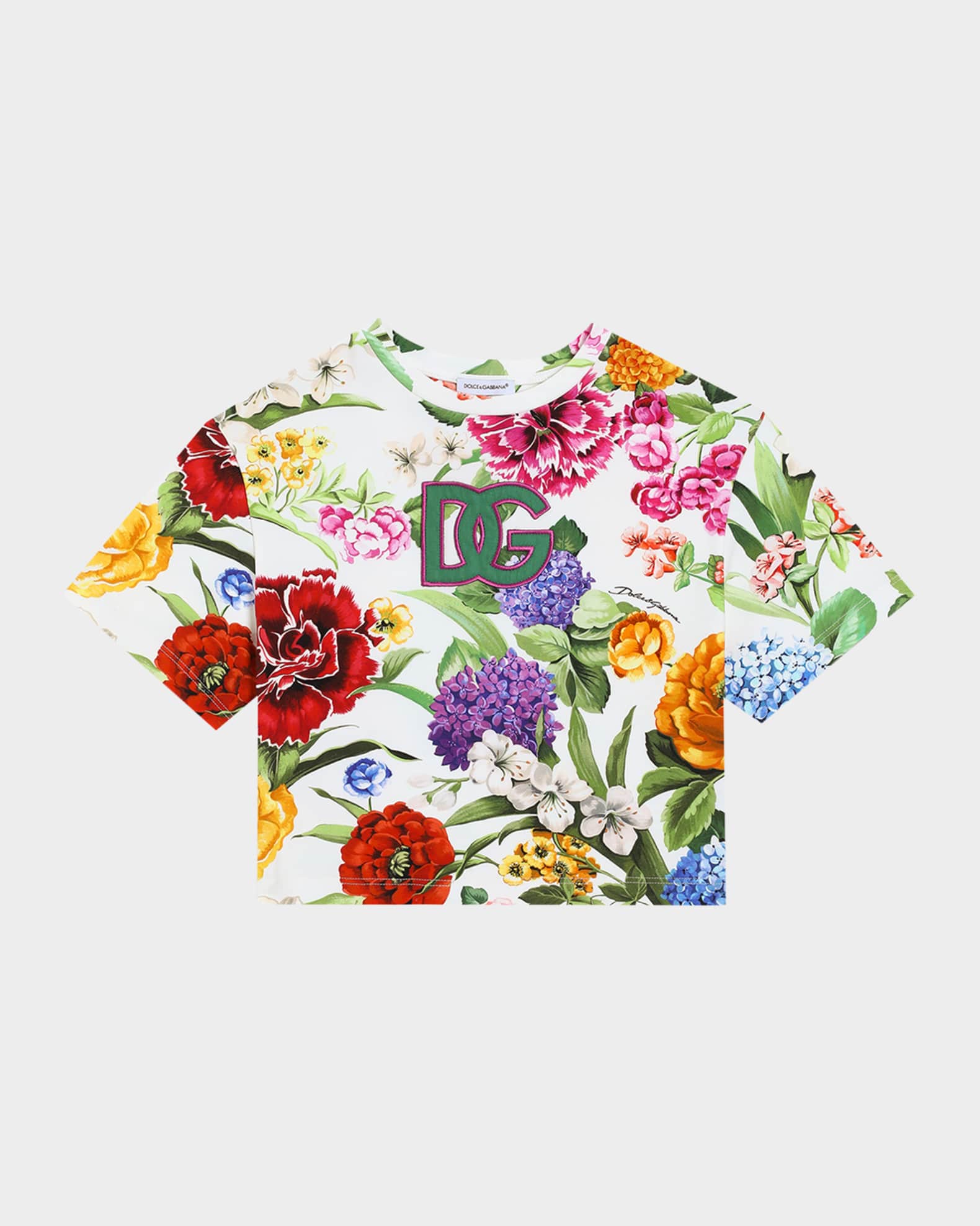Girl's Floral Interlocked Logo-Print T-Shirt 0