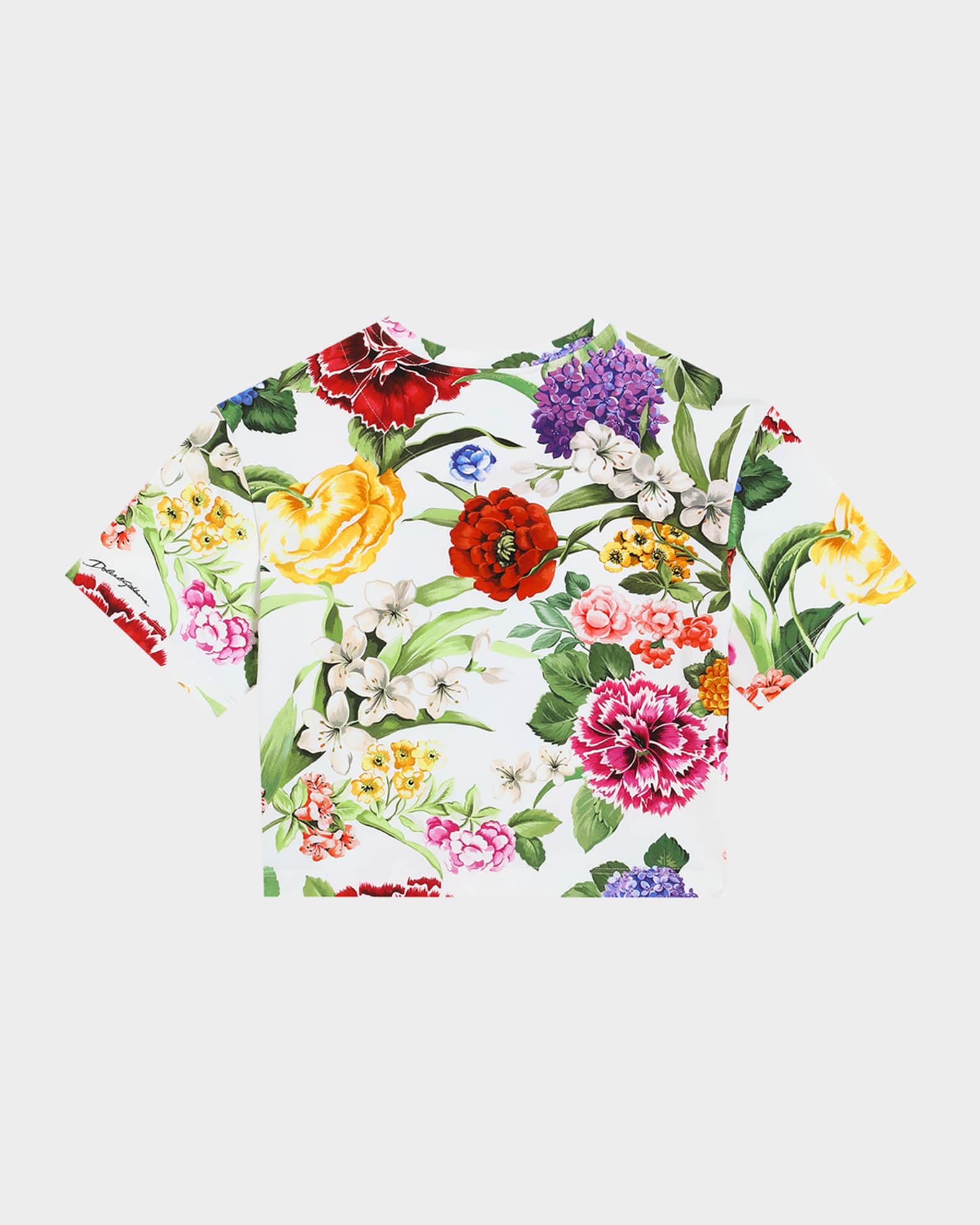 Girl's Floral Interlocked Logo-Print T-Shirt 1