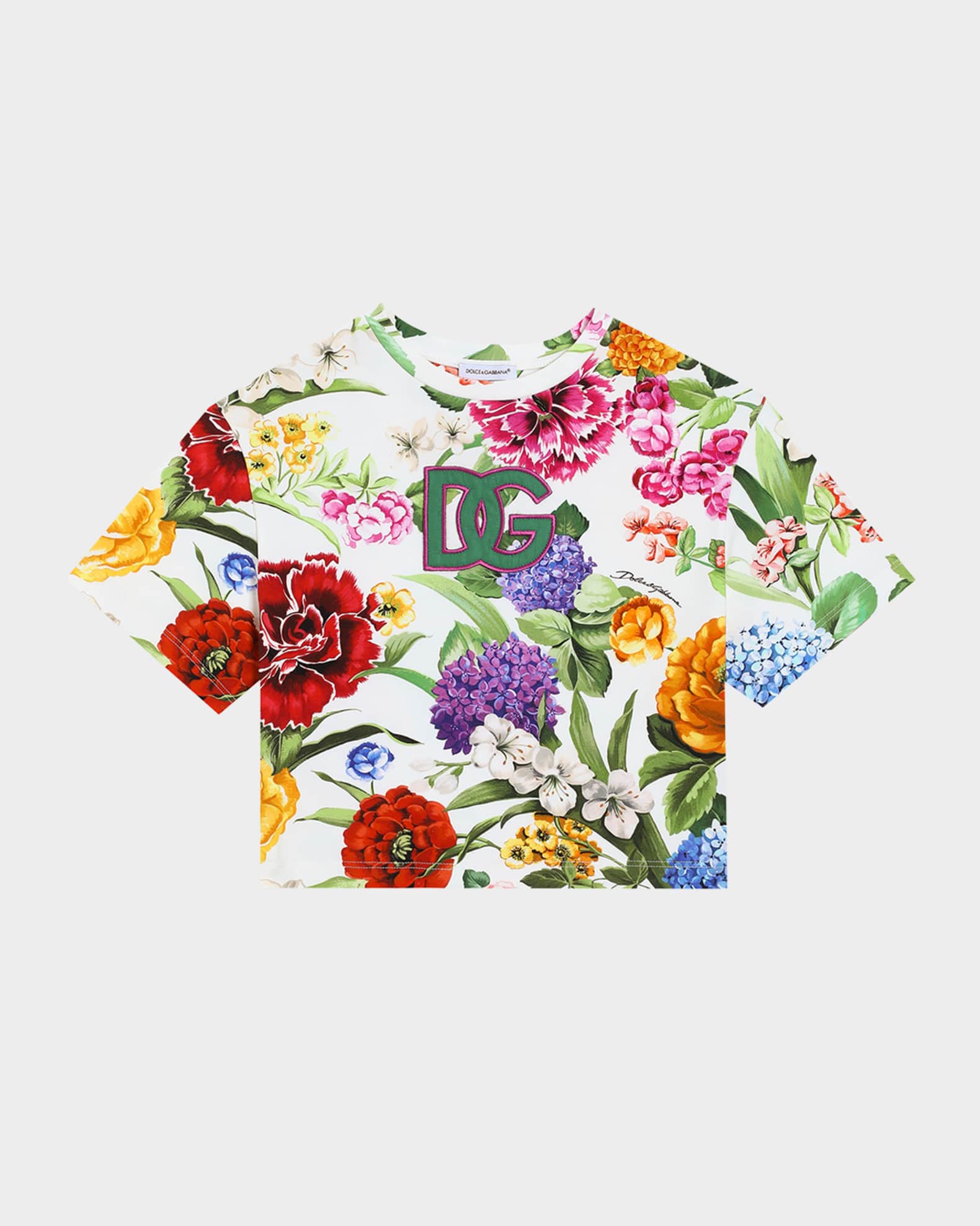 Girl's Floral Interlocked Logo-Print T-Shirt 0