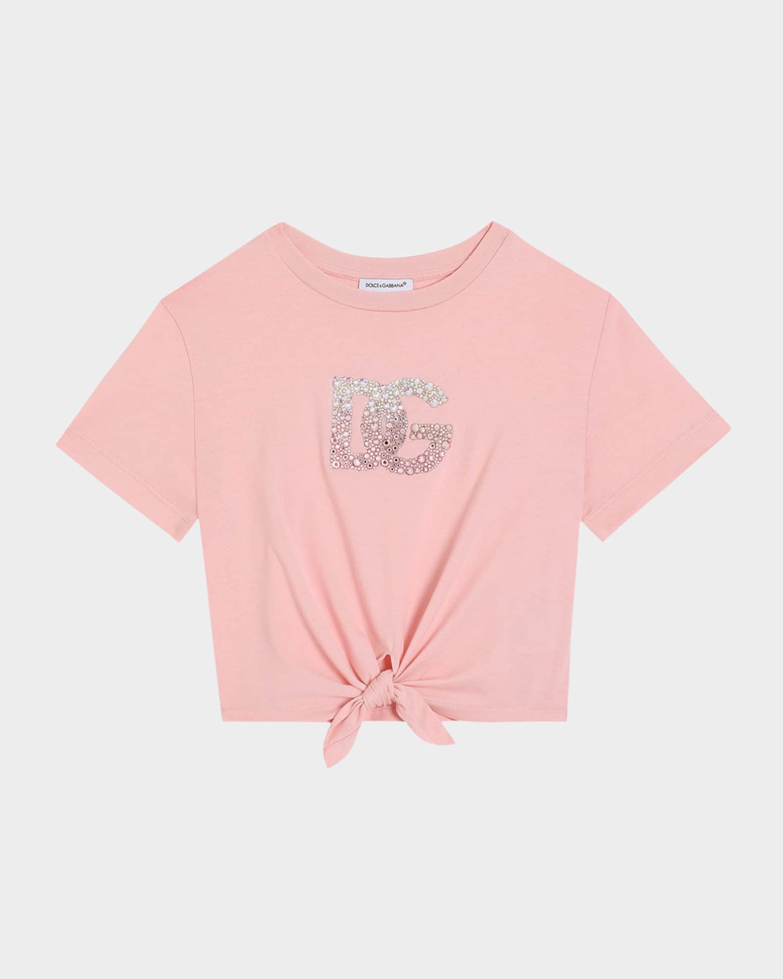 Girl's Embellished Logo-Print Knot T-Shirt 0