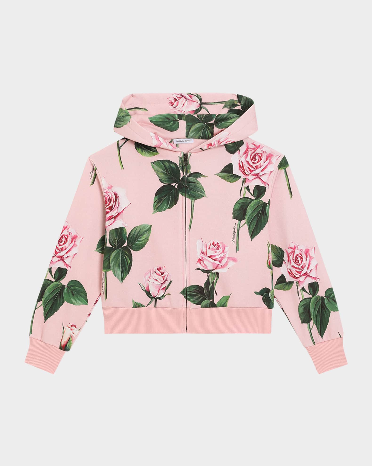 Girl's Rose-Print Hoodie 0