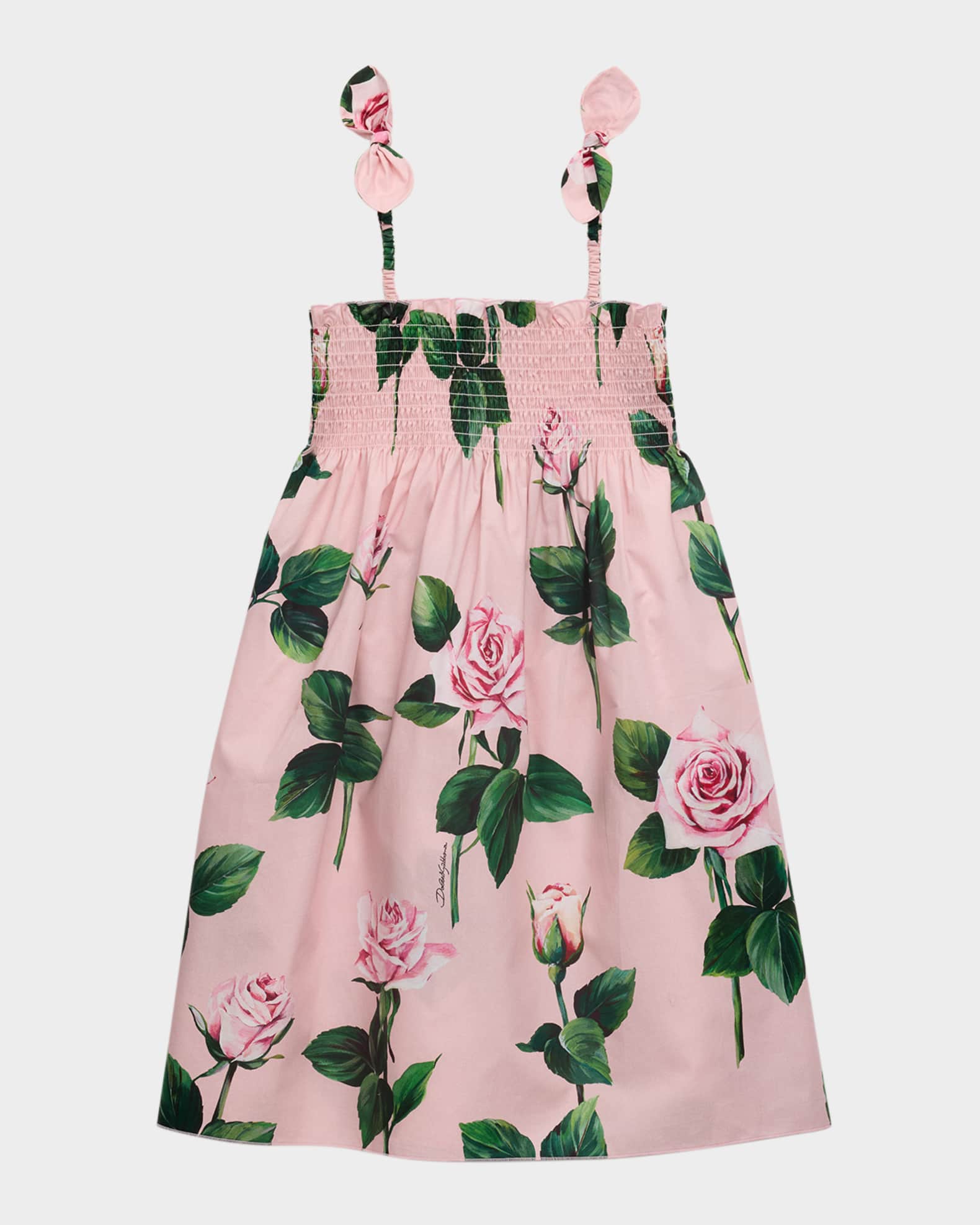  Girl's Rose-Print Smocked Sundress, Size 4-6 0