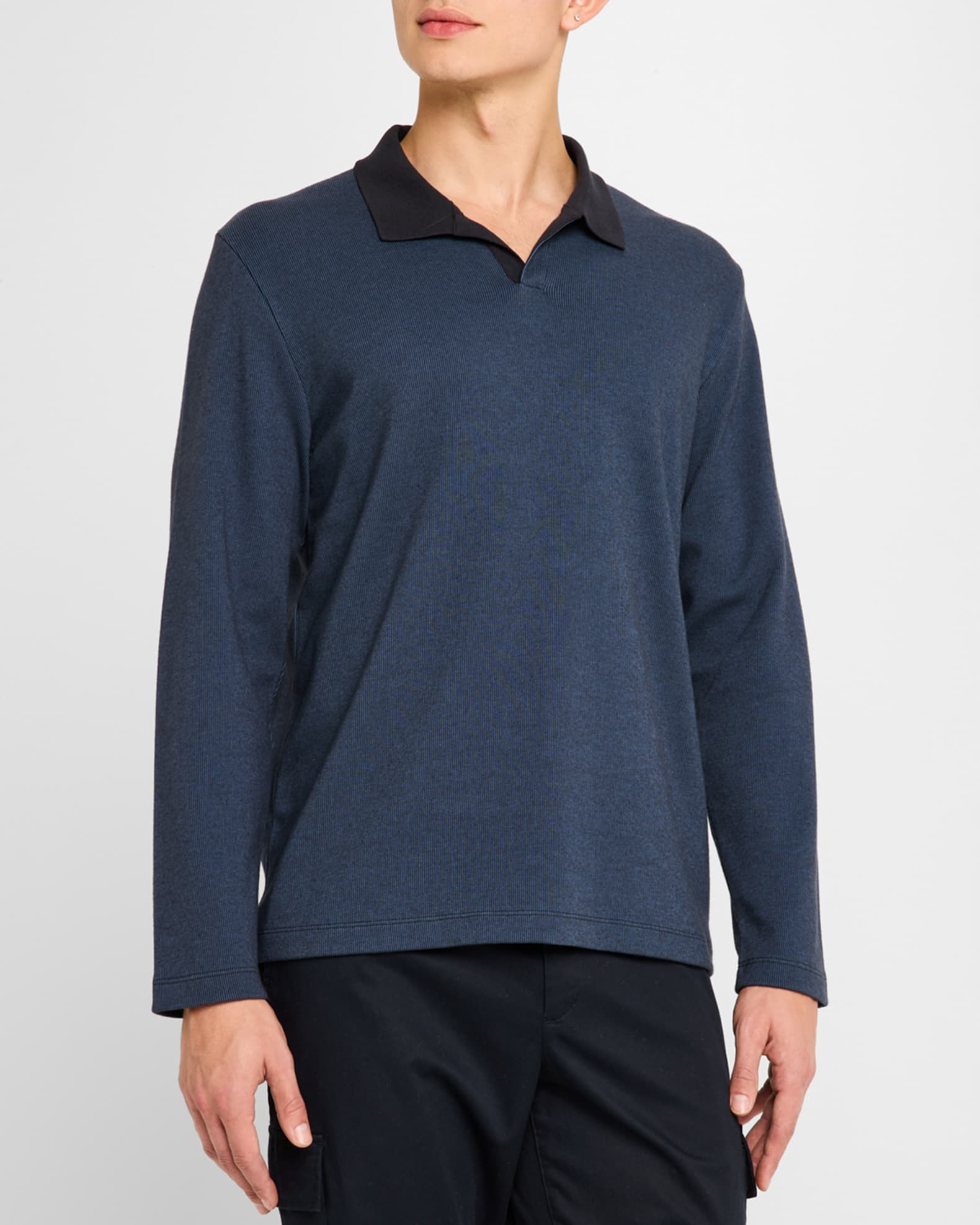 Men s Bicolor Johnny Collar Polo Shirt