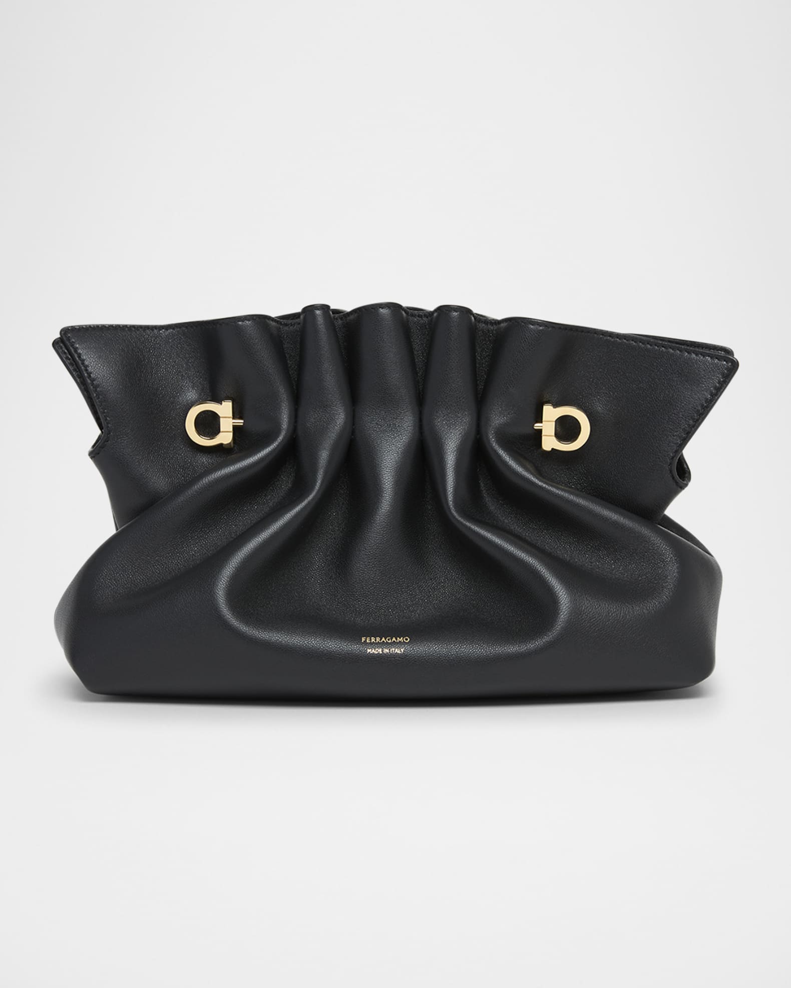 【送料&関税込】Ferragamo Gancini Piercing Black Bag Small Gancio Piercing Shoulder Bag | Neiman Marcus